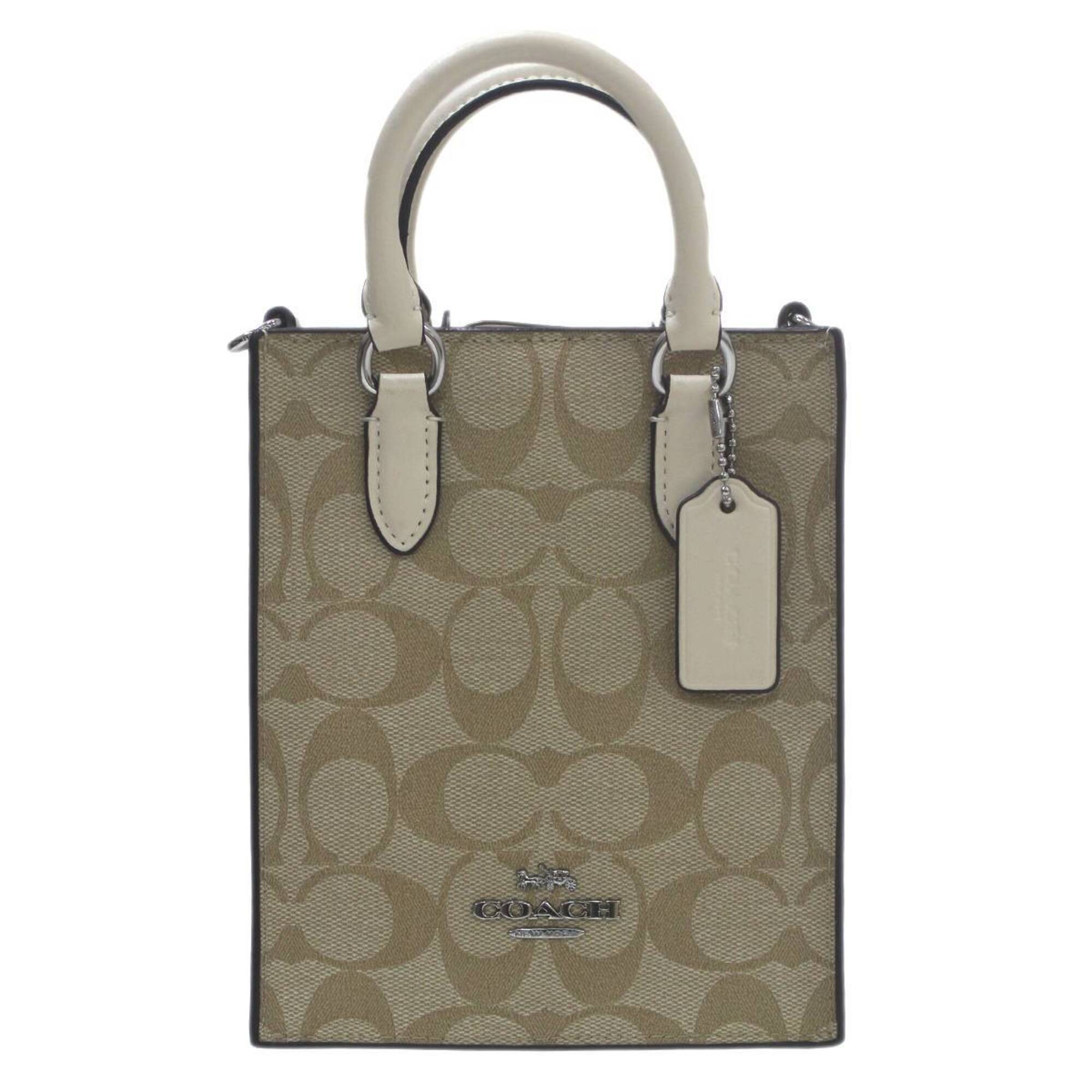 Coach Beige Handbag Shoulder Bag Tote Bag (Pre-Owned)