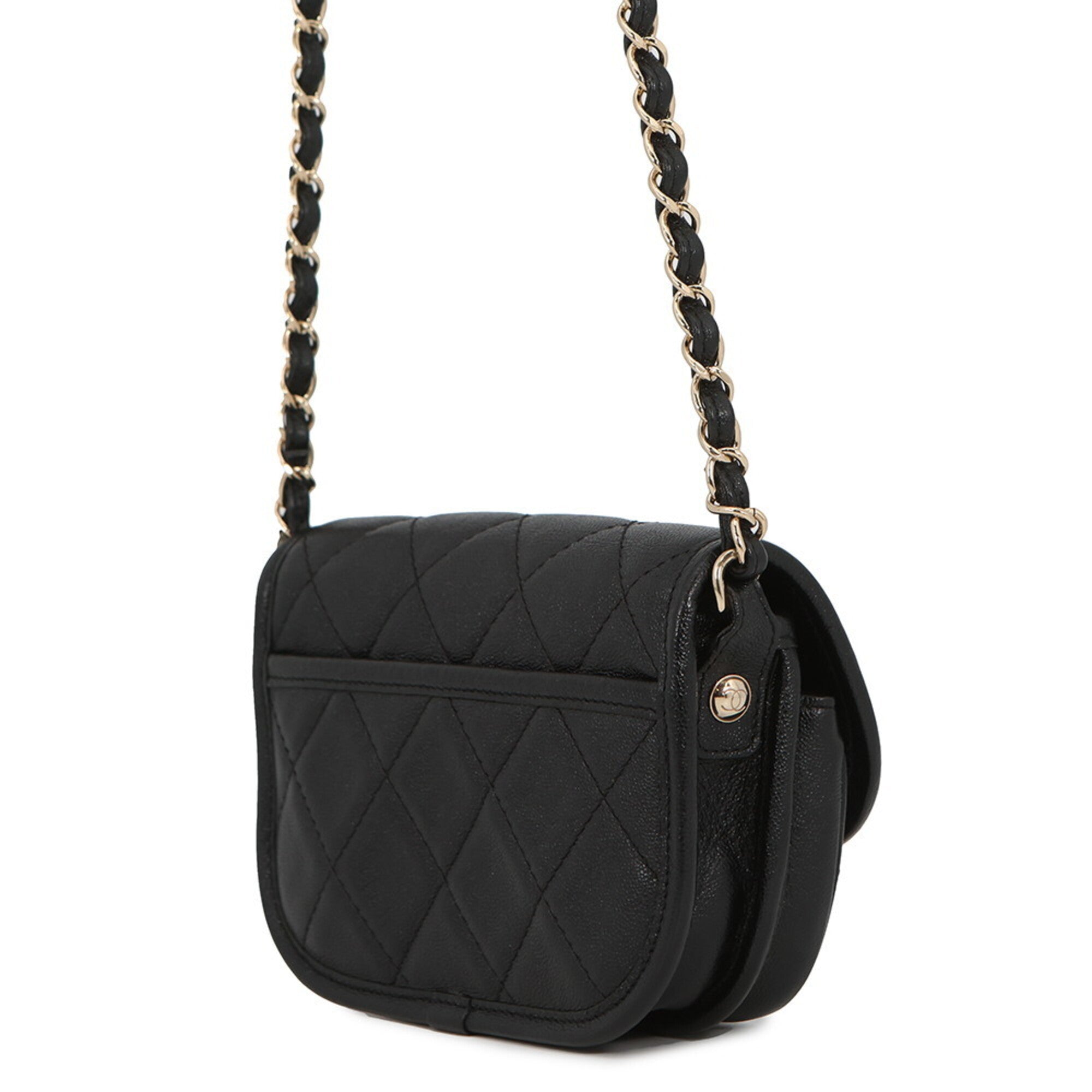 Chanel Black Leather Handbag Shoulder Bag (Pre-Owned)