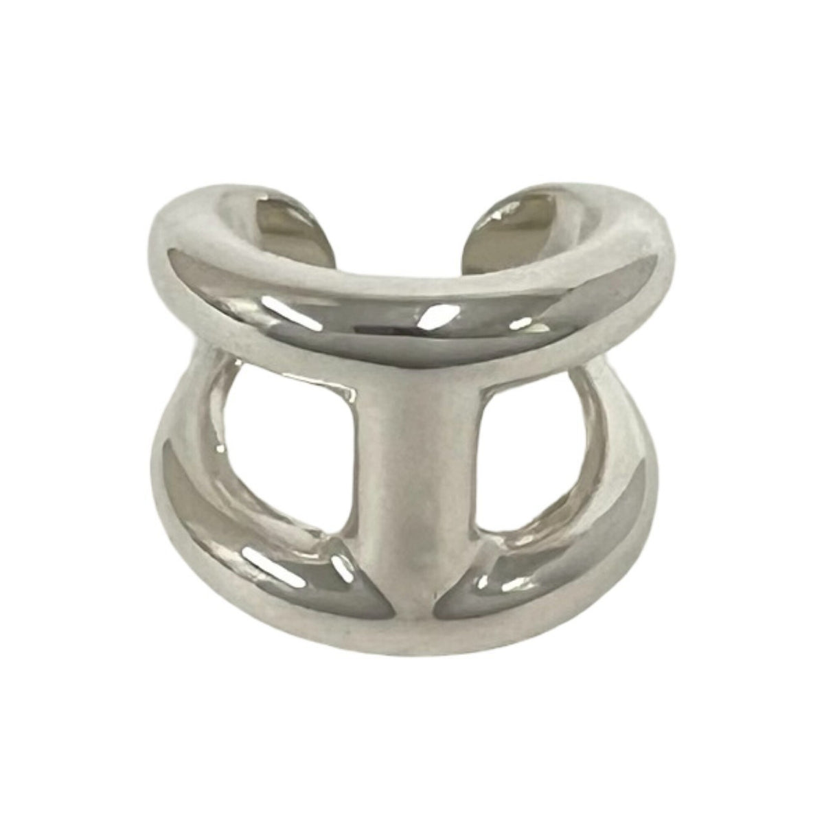 Hermes Silver Silver 925 Band Ring (Pre-Owned)