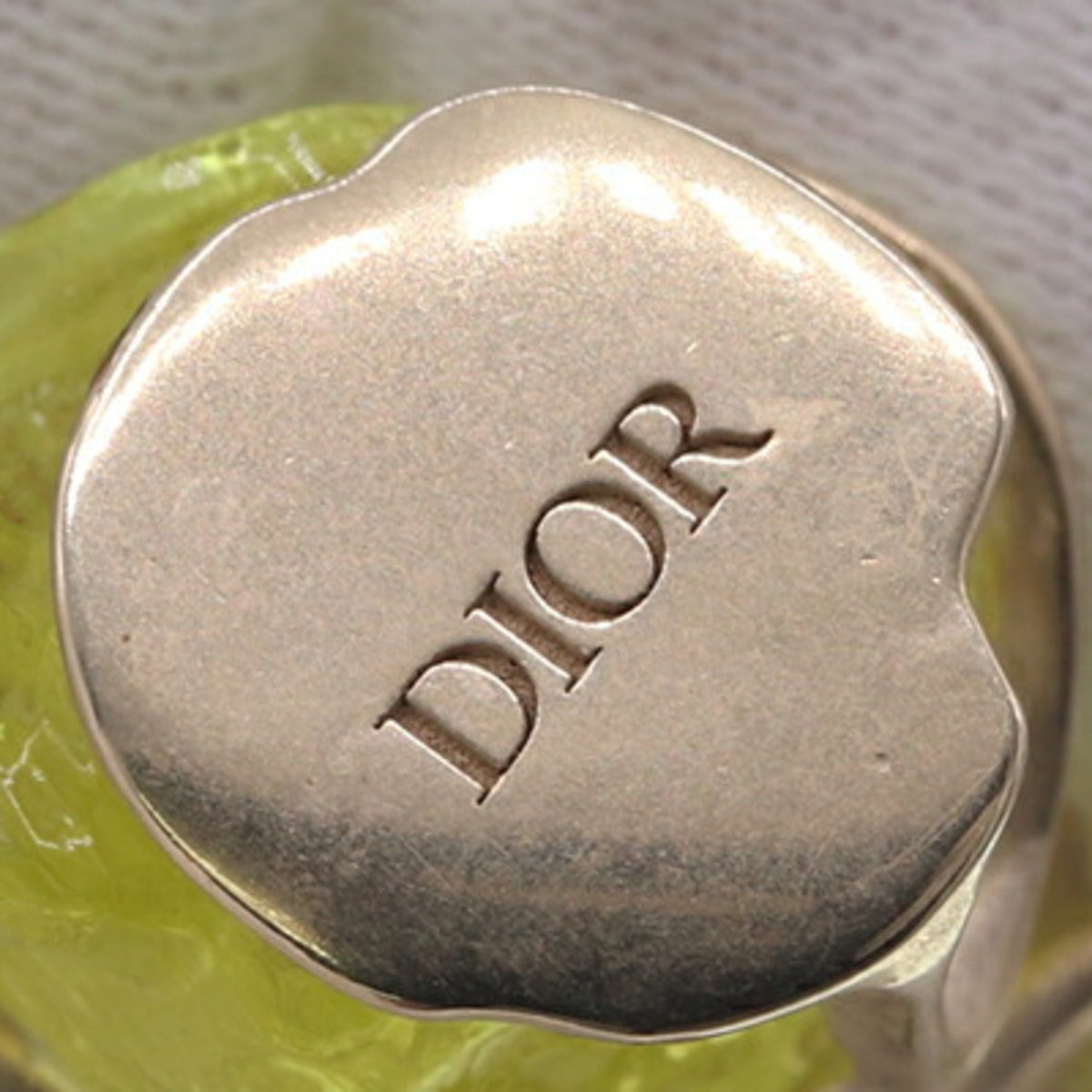 Christian Dior Yellow Metal Plastic Band Ring (Pre-Owned)