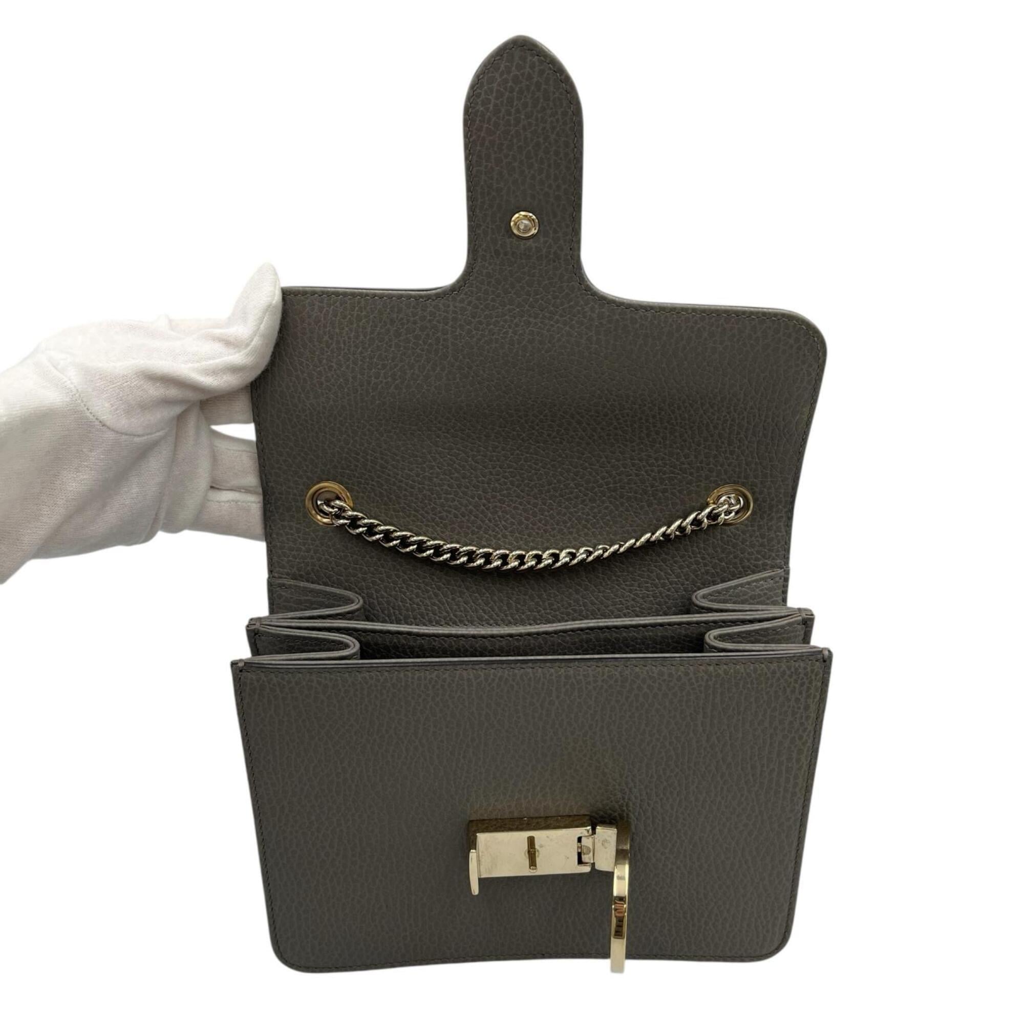 Gucci Gray Leather Shoulder Bag (Pre-Owned)