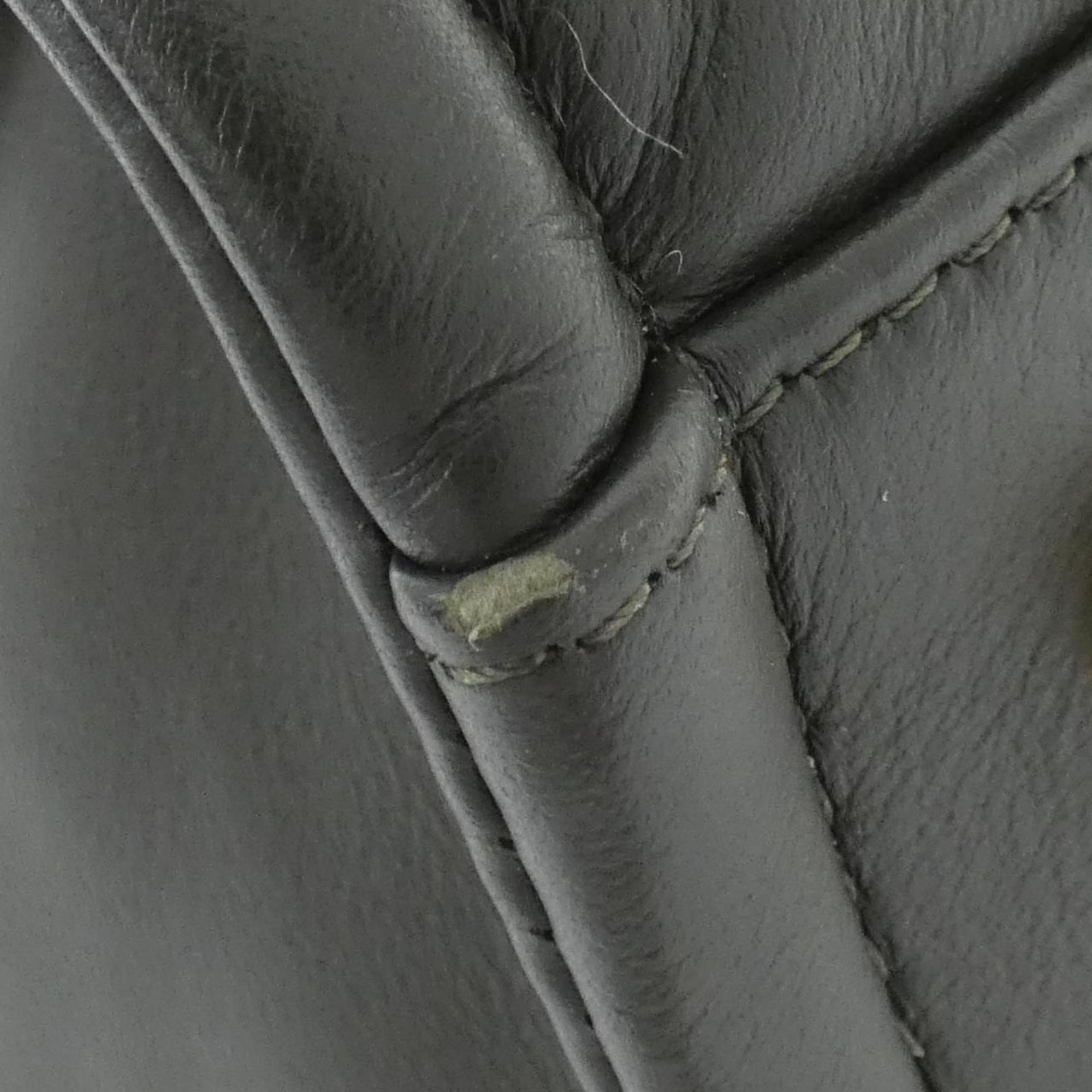 Chanel Deauville Khaki Leather Handbag (Pre-Owned)