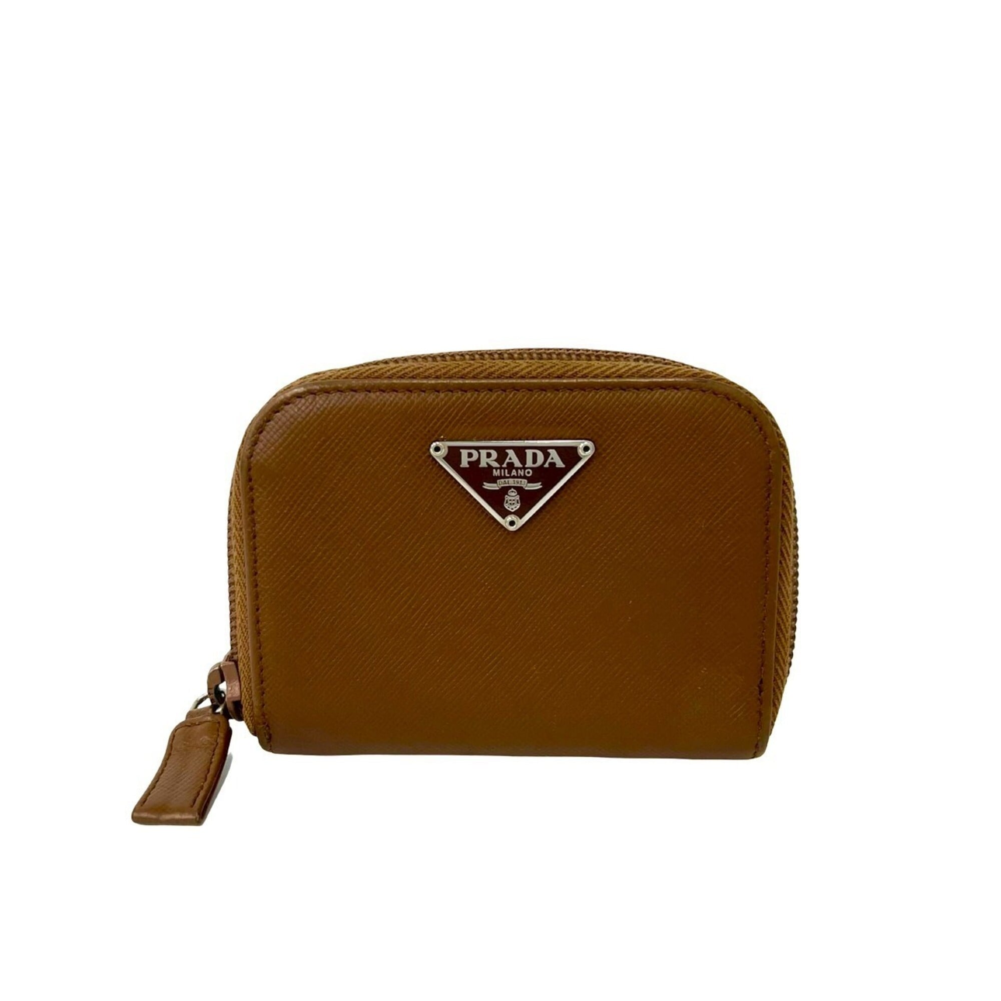 Prada Brown Leather Coin Purse/Coin Case (Pre-Owned)