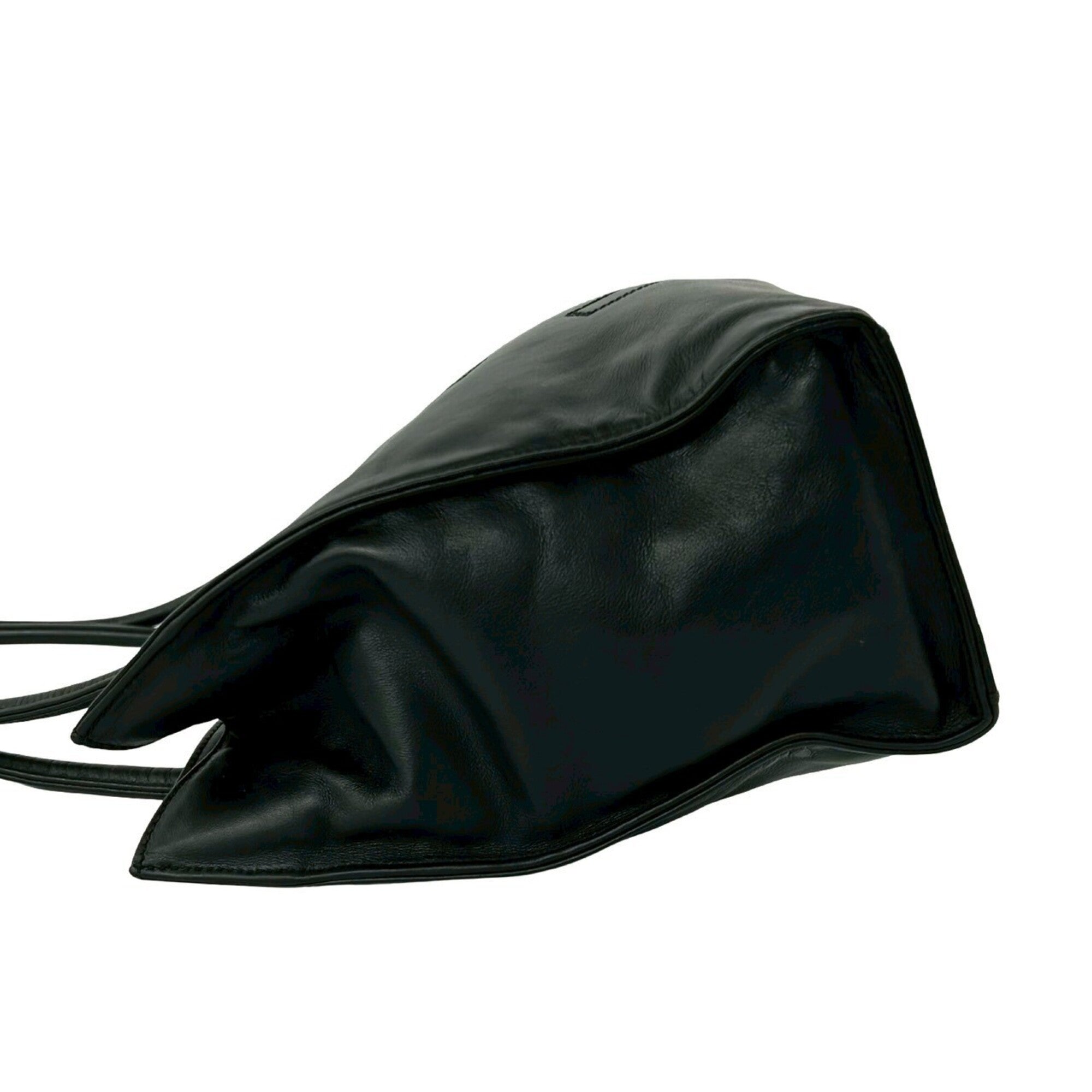 Chanel Black Leather Handbag Tote Bag (Pre-Owned)