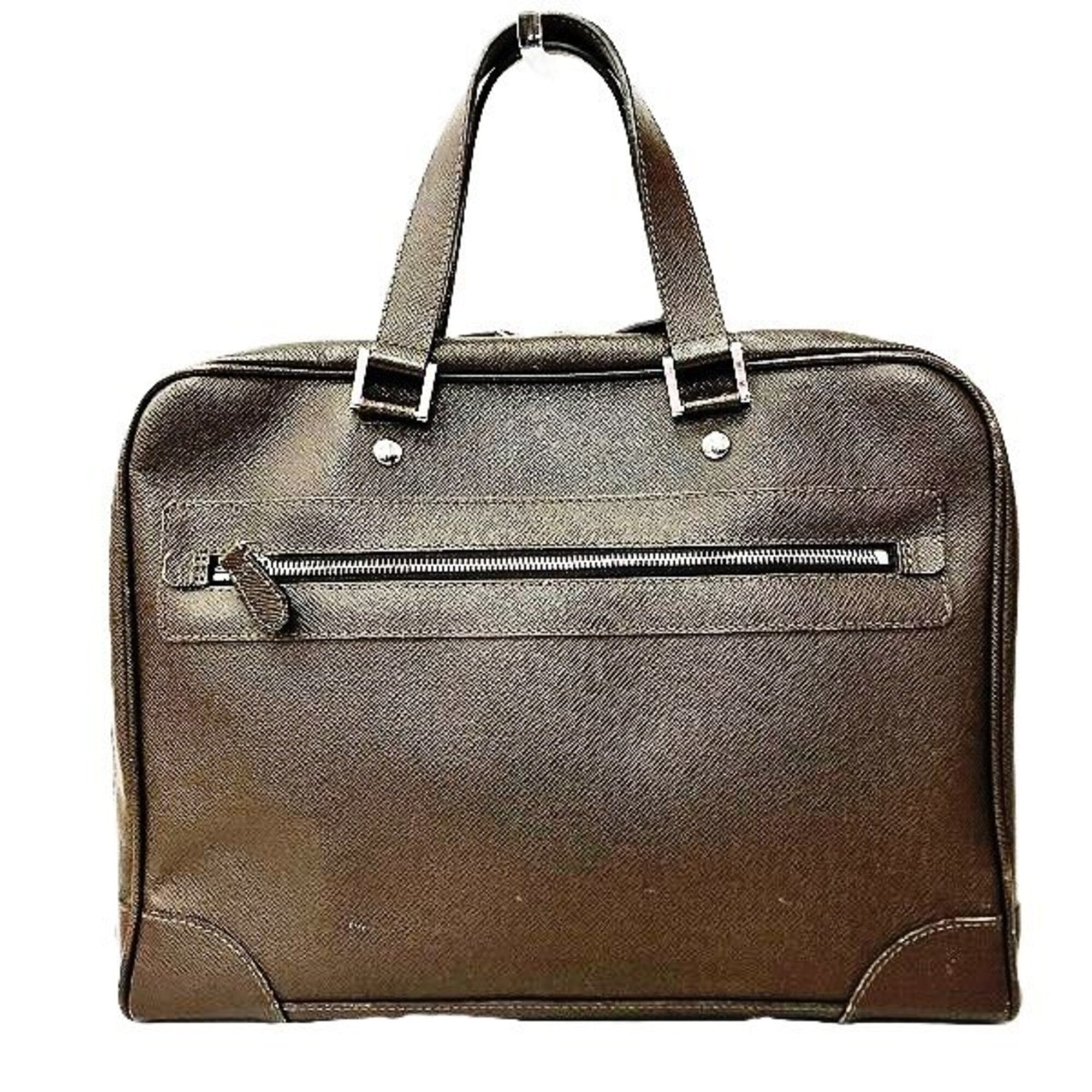 Louis Vuitton Brown Grizzly Taiga Leather Briefcase Handbag (Pre-Owned)