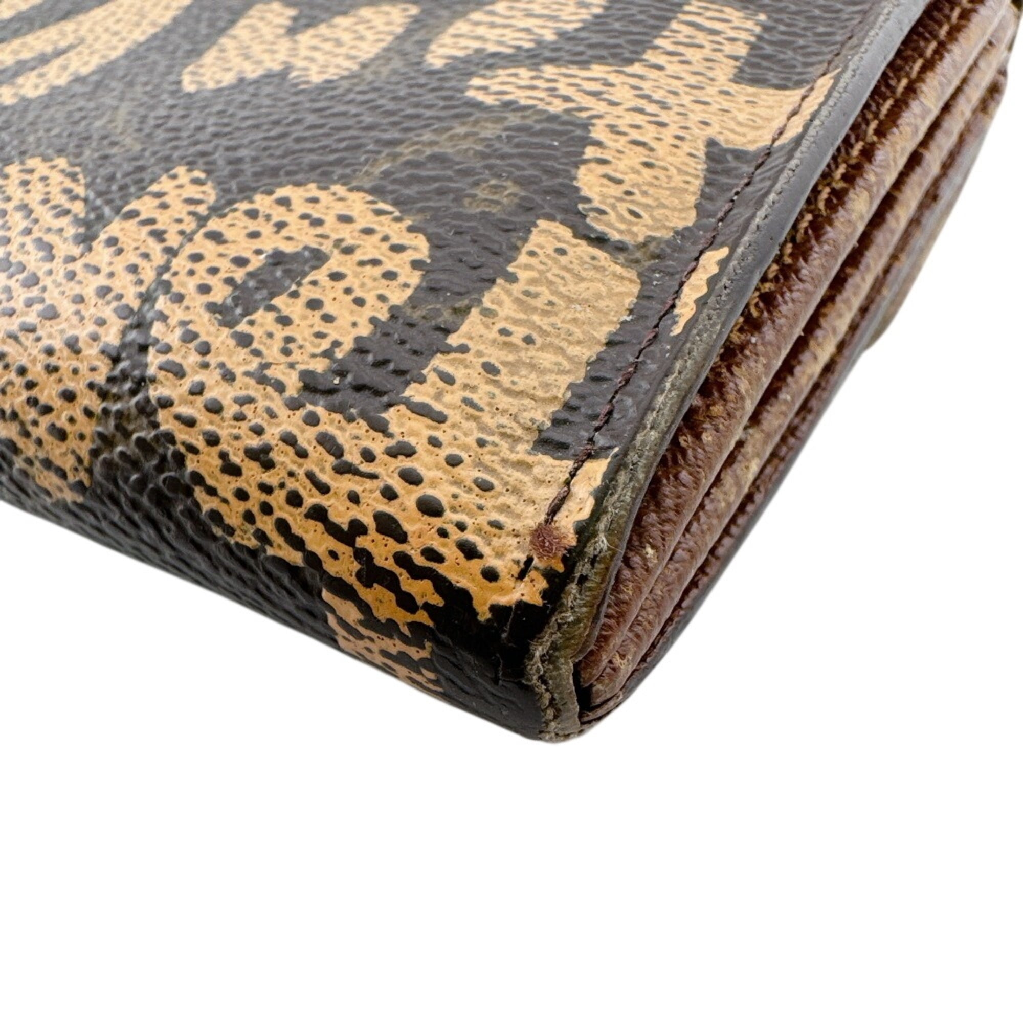 Louis Vuitton Brown Leather Long Wallet (Tri-Fold) (Pre-Owned)