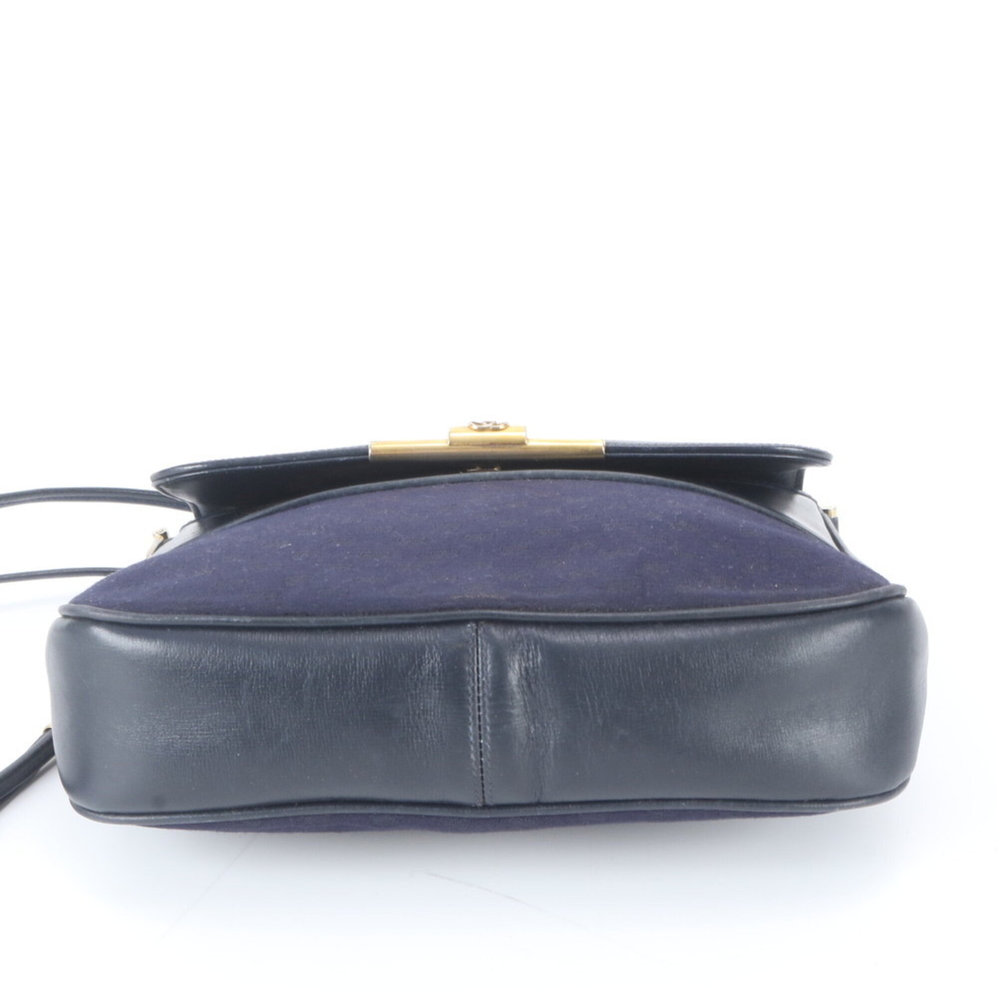 Gucci Microguccissima Navy Leather Canvas Handbag Shoulder Bag (Pre-Owned)