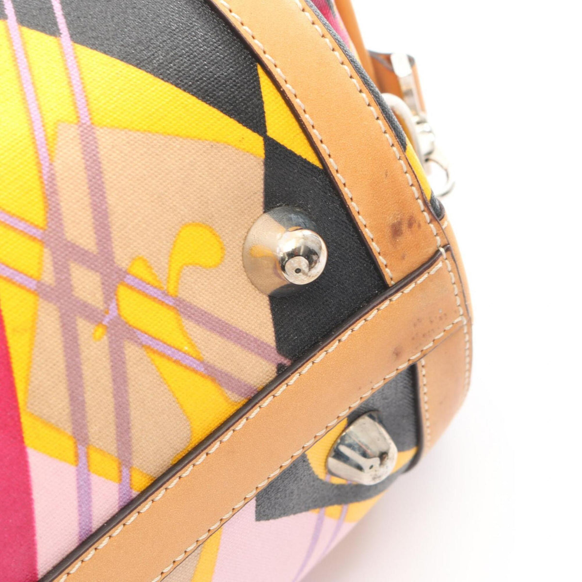 Christian Dior Brown Multi-Color Coated Canvas Leather Handbag (Pre-Owned)
