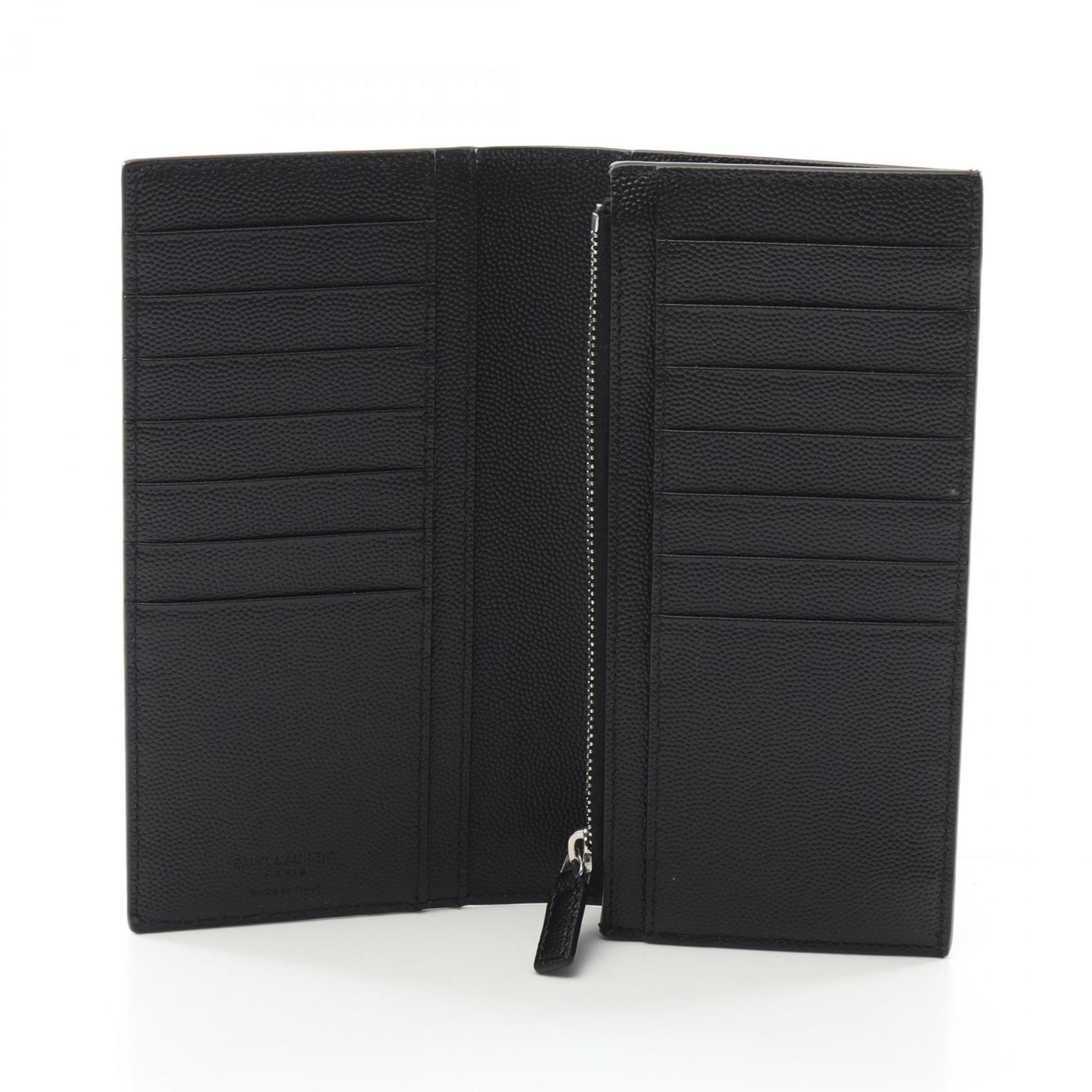 Saint Laurent Black Leather Long Wallet (Bi-Fold)