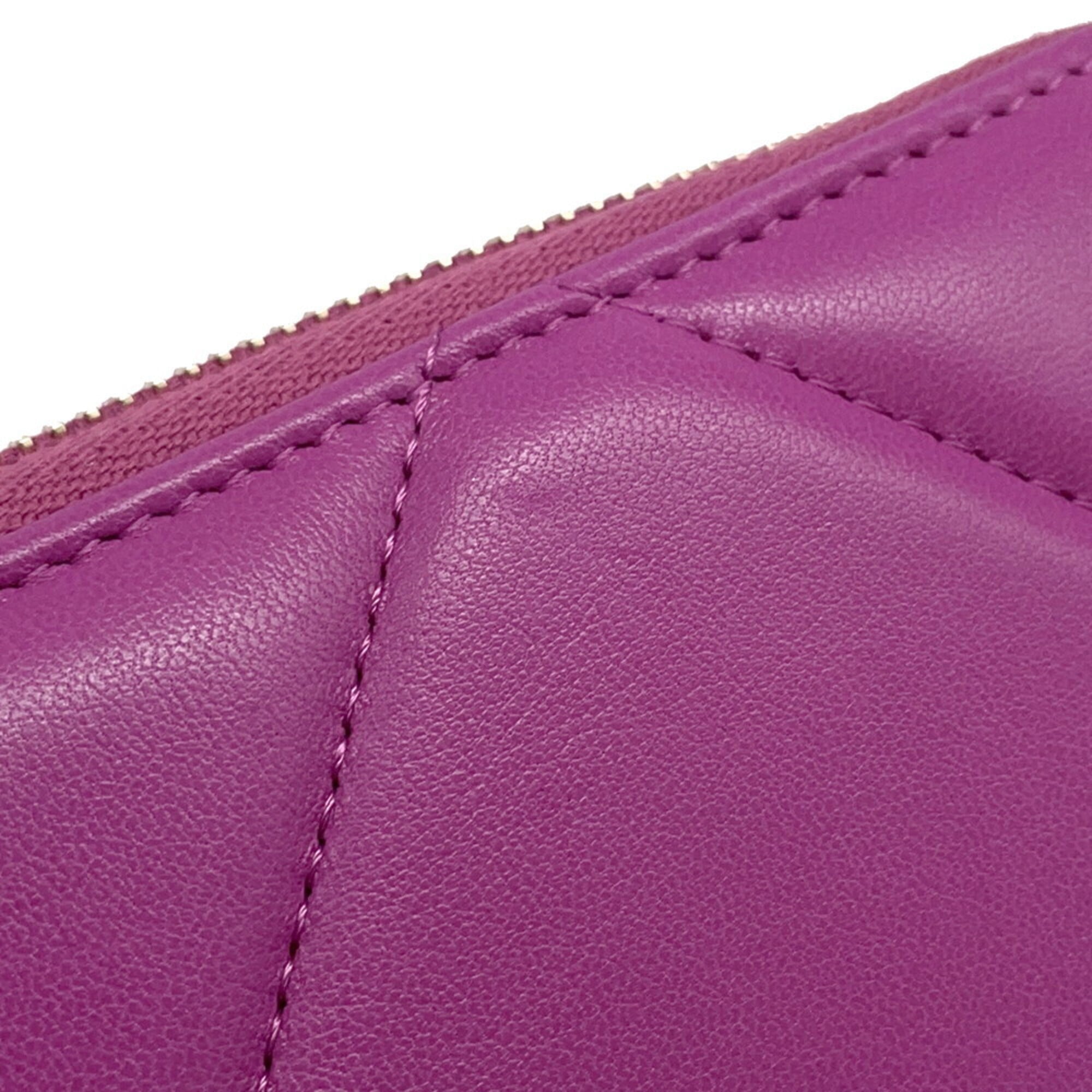 Chanel Purple Leather Long Wallet (Bi-Fold) (Pre-Owned)