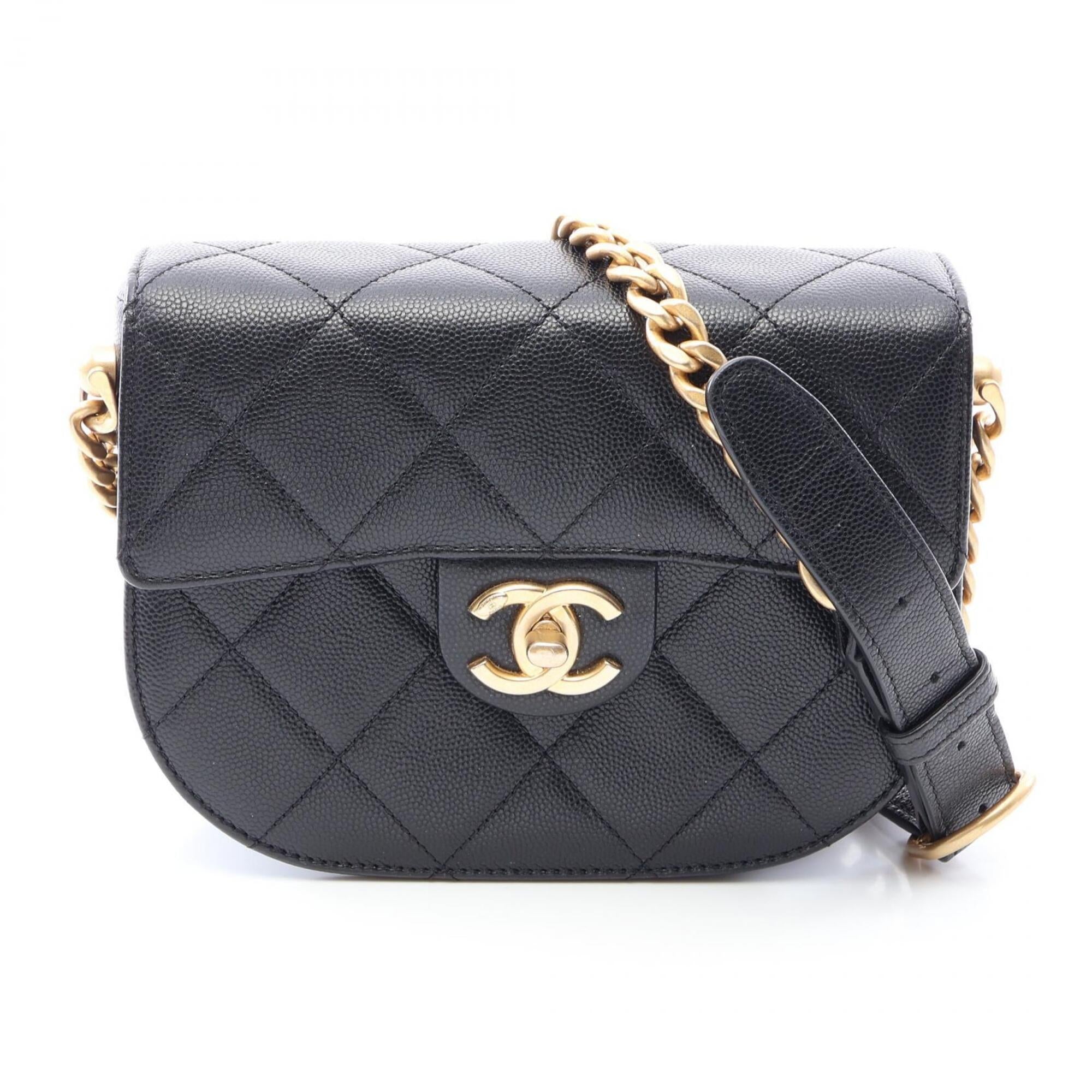 Chanel Black Grained Calfskin Handbag Shoulder Bag (Pre-Owned)