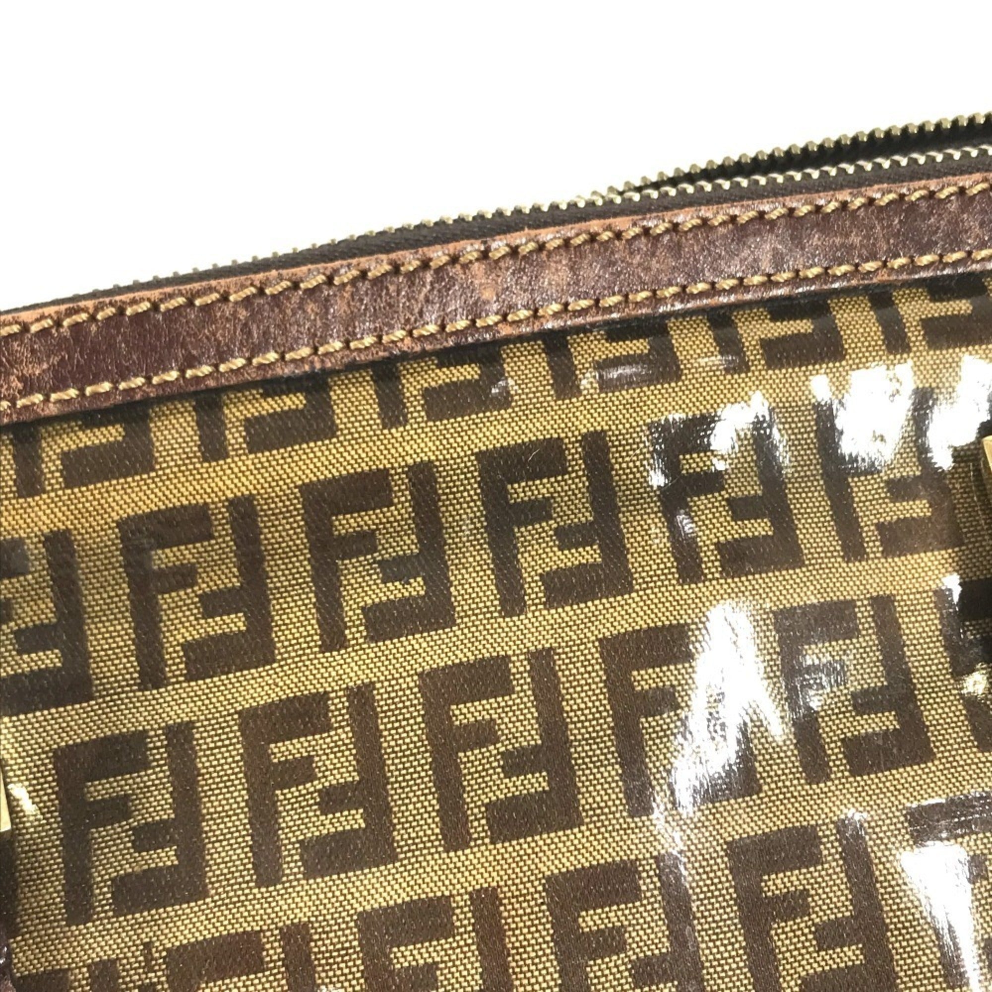 Fendi Brown Zucca Boston Bag Handbag (Pre-Owned)