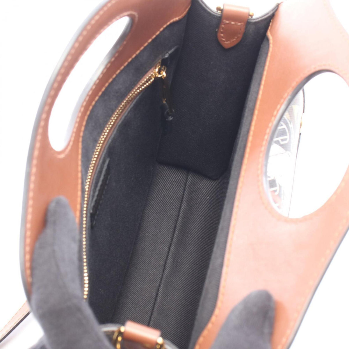 Burberry Black Brown Multi-Color Coated Canvas Leather Handbag (Pre-Owned)