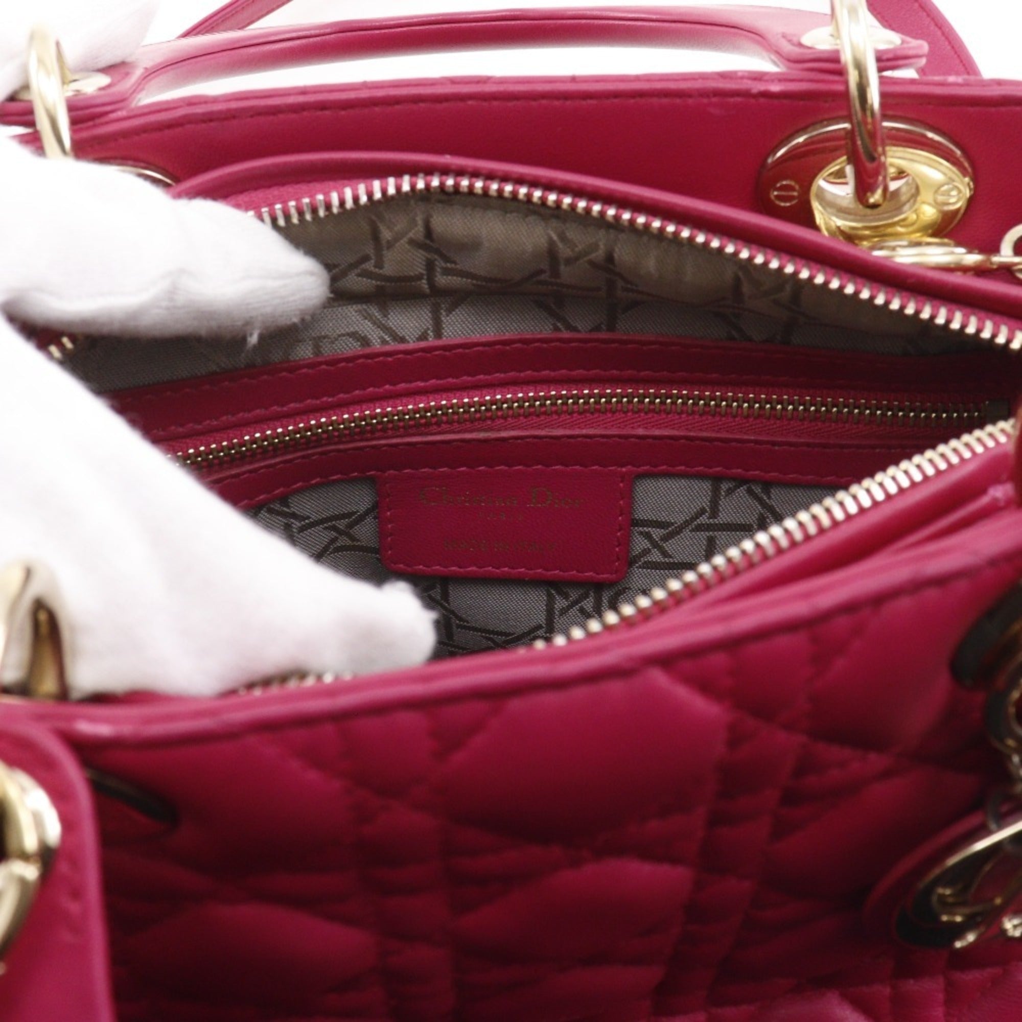 Christian Dior Lady Dior Pink Leather Handbag (Pre-Owned)