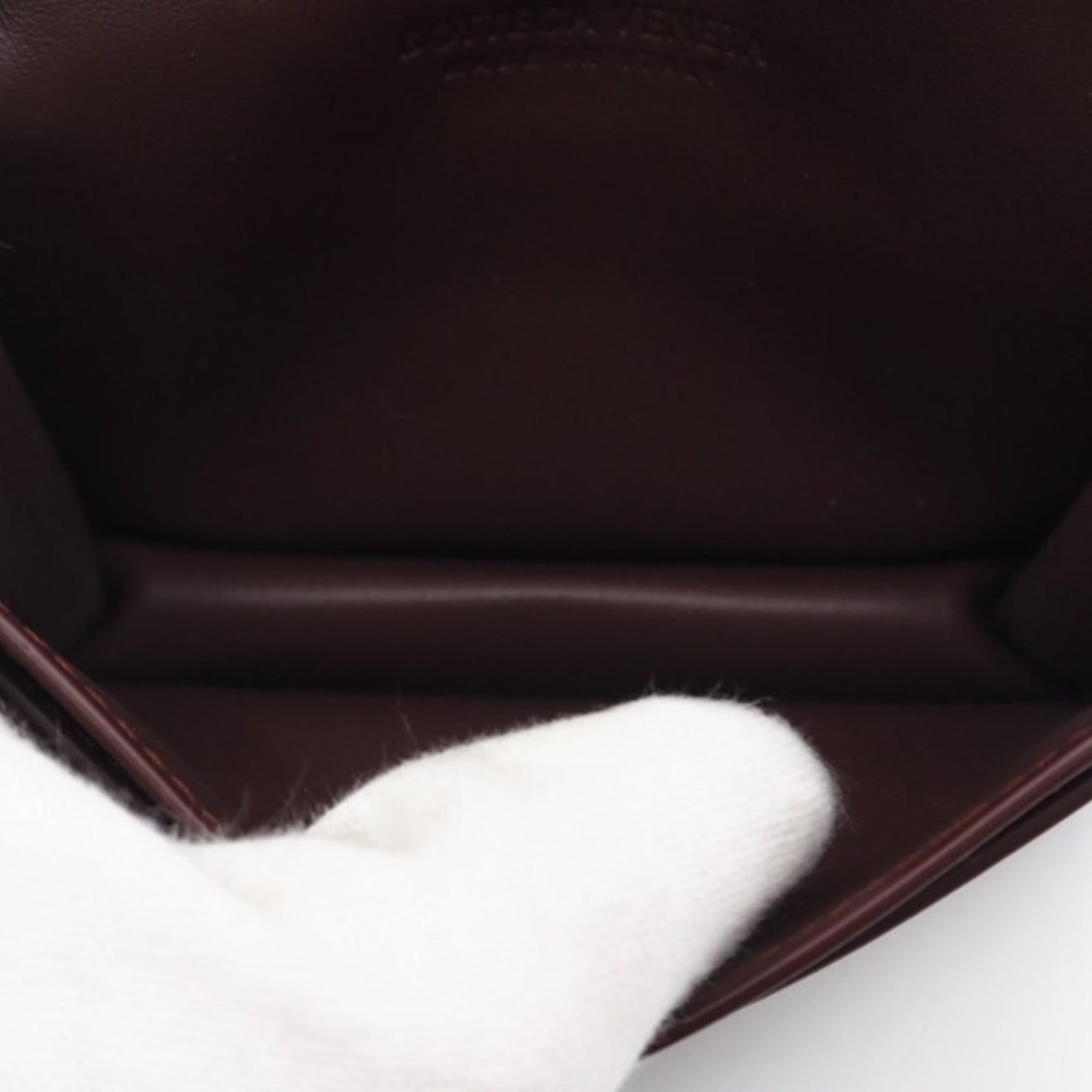 Bottega Veneta Intrecciato Black Bordeaux Intrecciato Card Wallet (Pre-Owned)