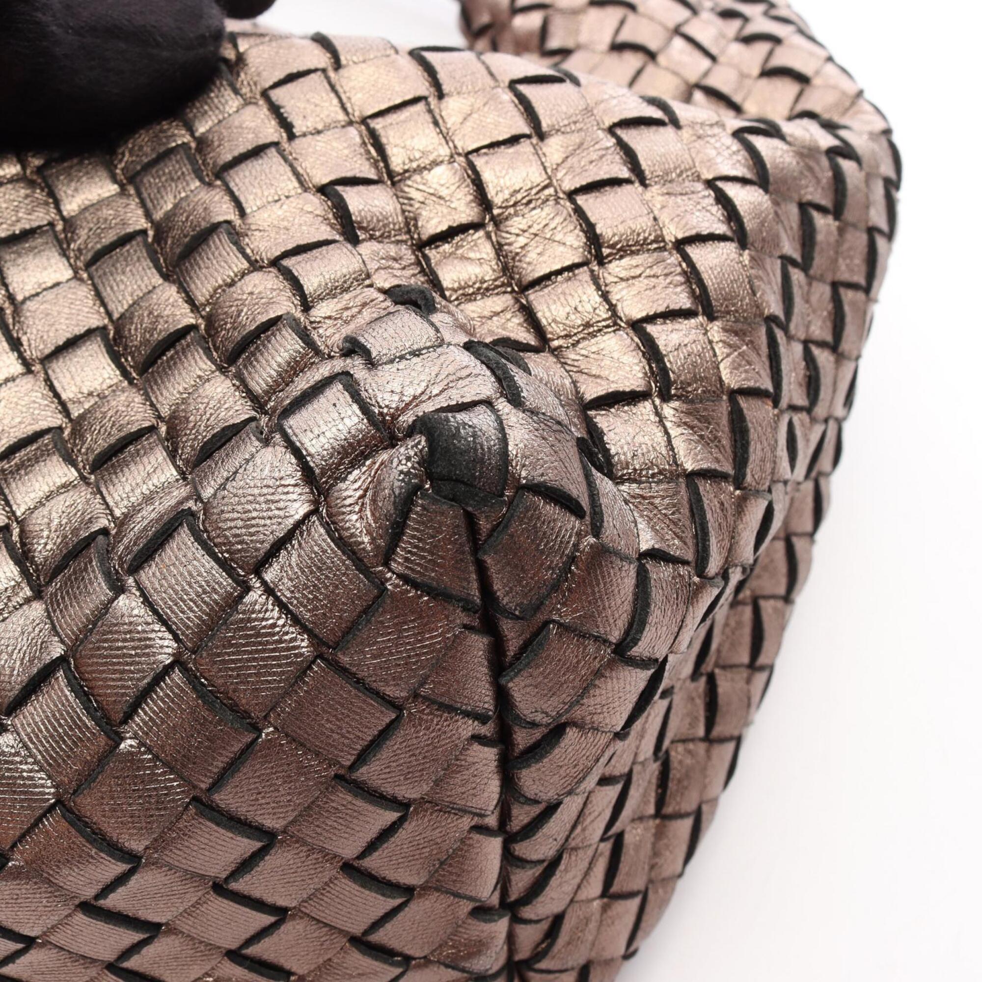 Bottega Veneta Gold Intrecciato Handbag Shoulder Bag (Pre-Owned)