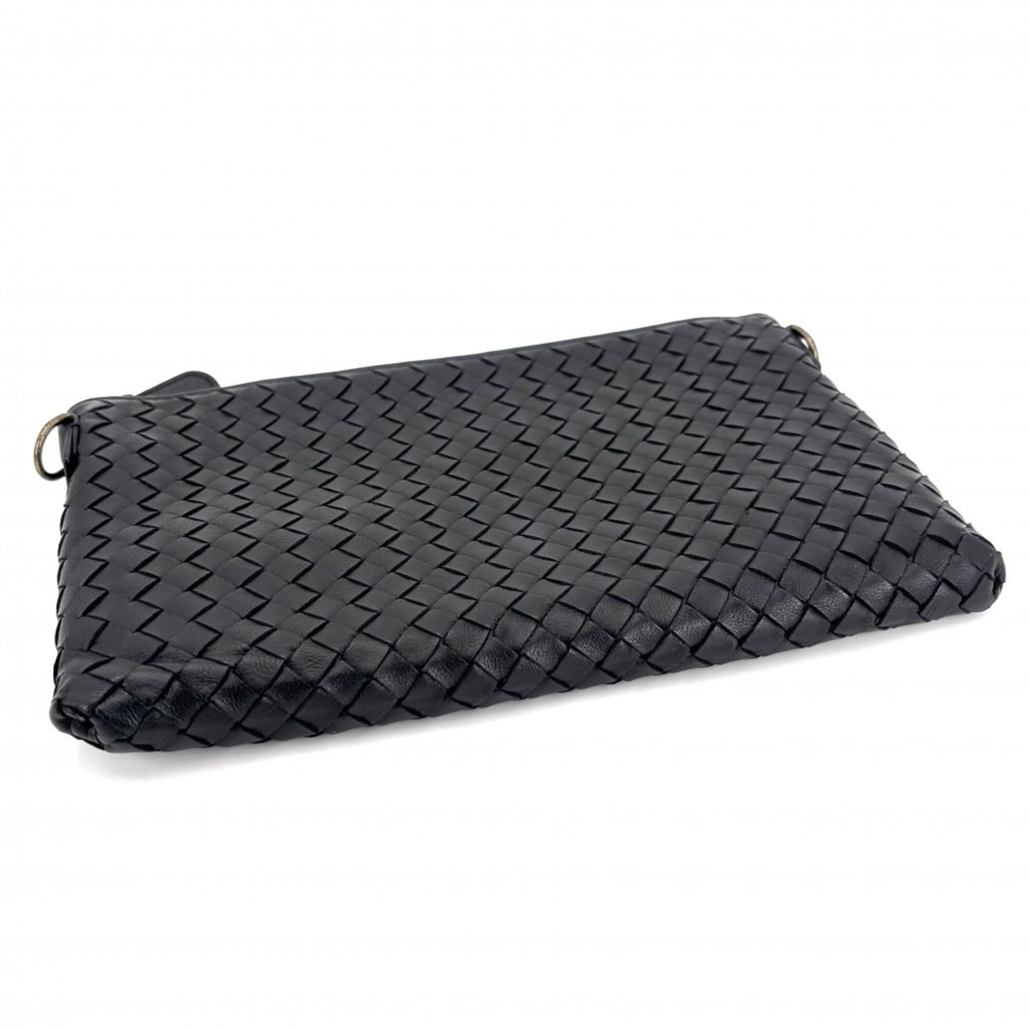 Bottega Veneta Black White Leather Shoulder Bag (Pre-Owned)