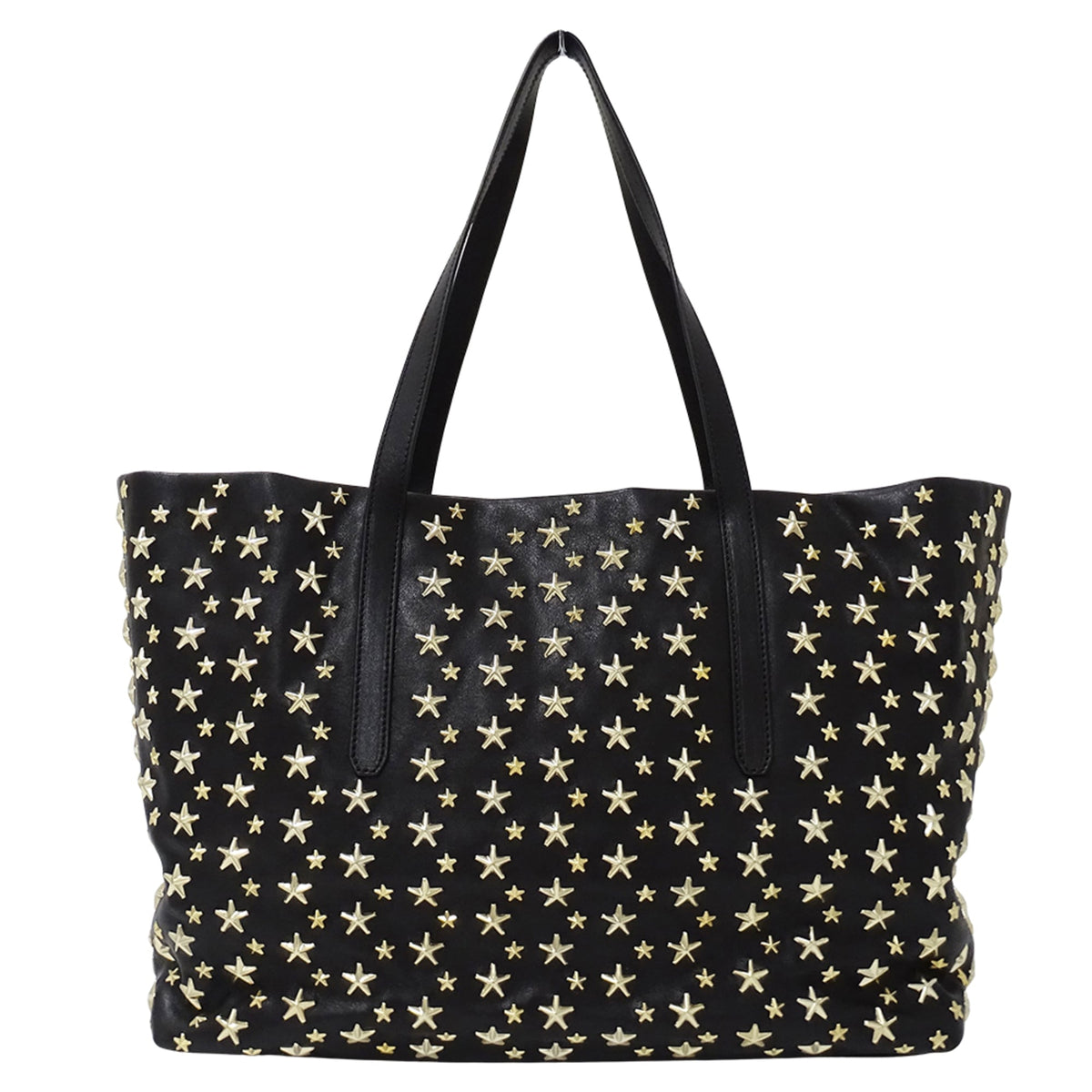 Jimmy Choo Black Leather Handbag Tote Bag (Pre-Owned)