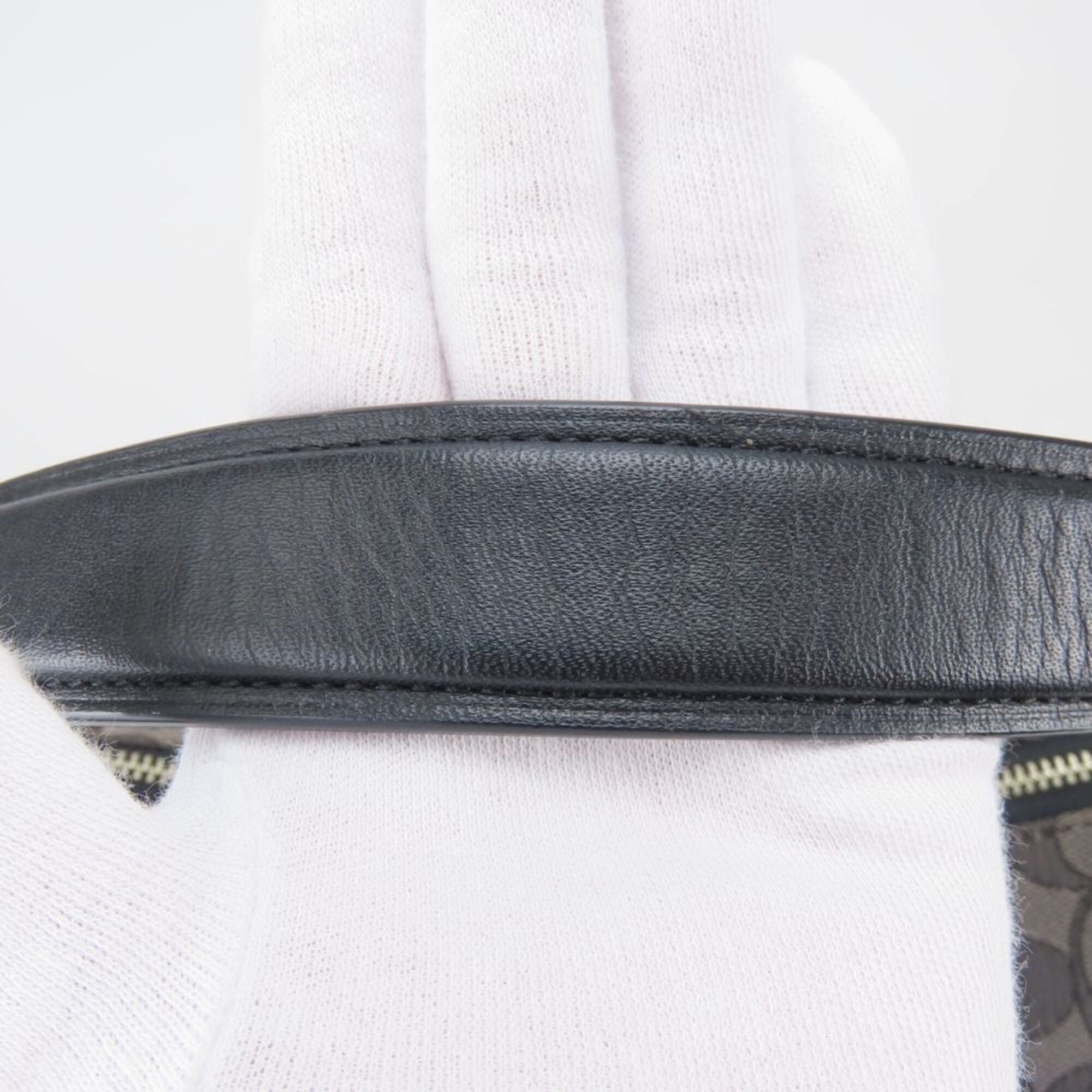Coach Black Gray Canvas Leather Shoulder Bag (Pre-Owned)