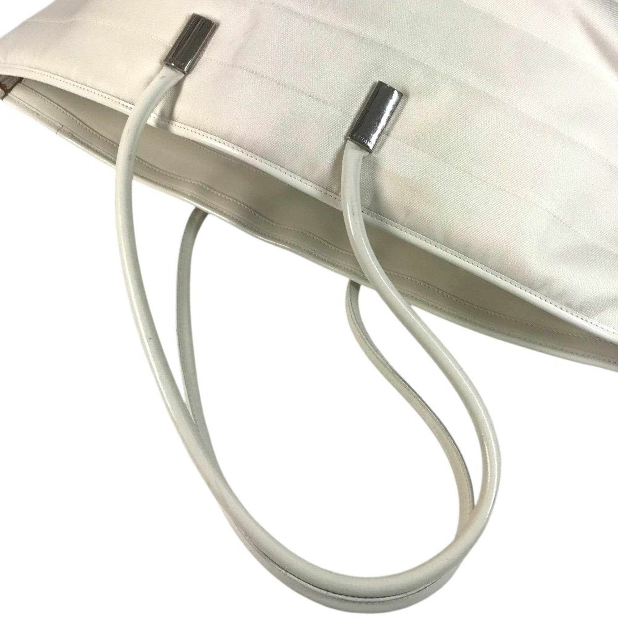 Gucci White Nylon Canvas Leather Boston Bag Shoulder Bag Tote Bag (Pre-Owned)