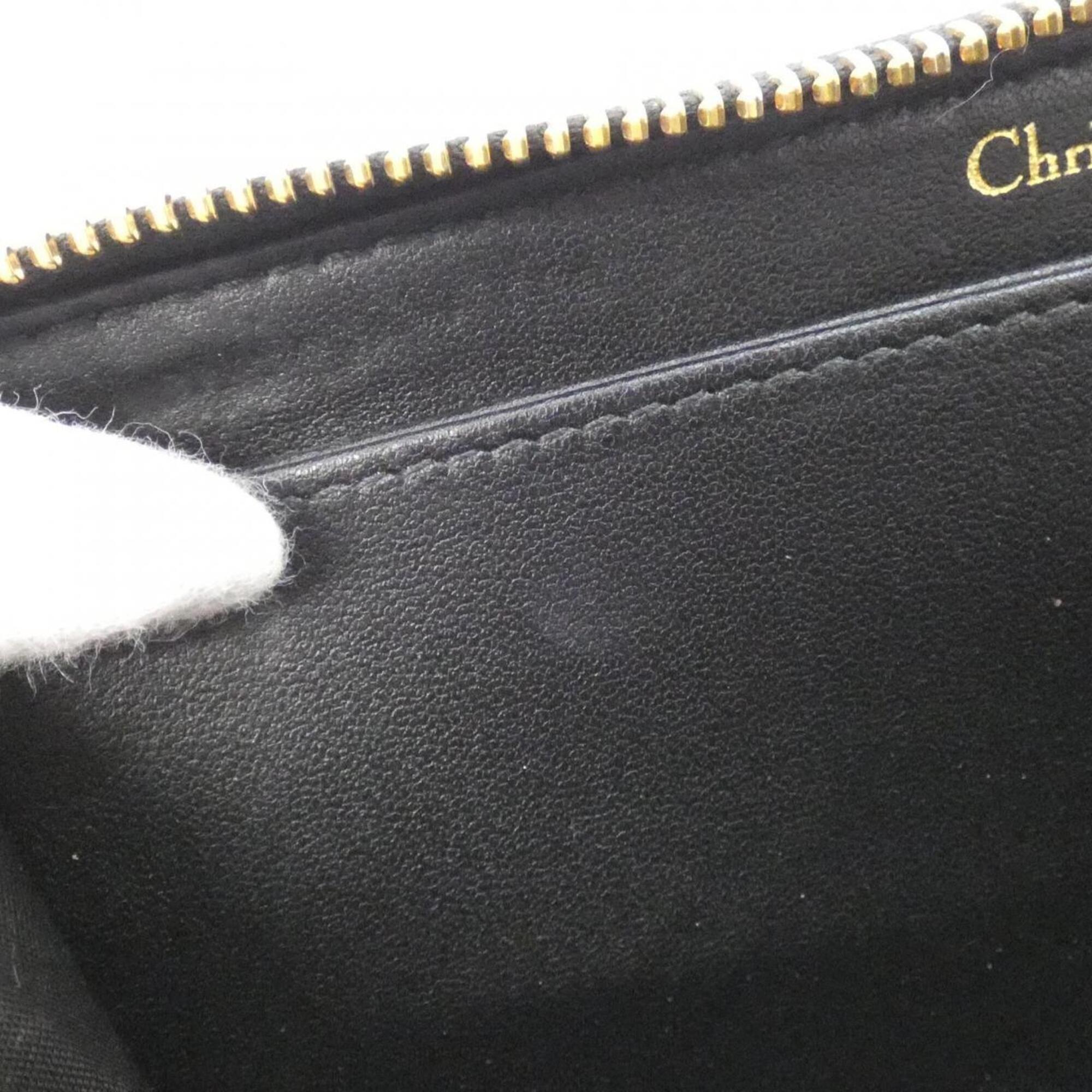 Christian Dior Black Leather Long Wallet (Bi-Fold) (Pre-Owned)