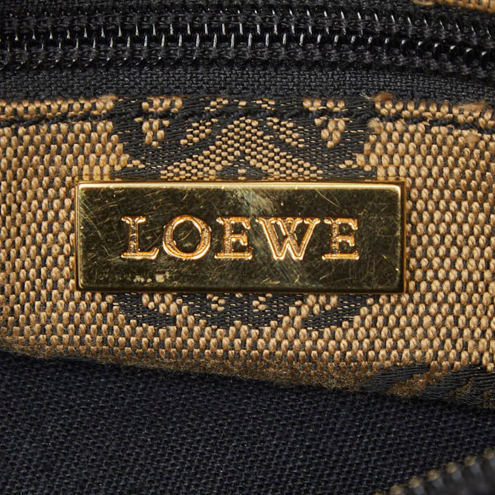 Loewe Black Brown Canvas Leather Handbag Shoulder Bag (Pre-Owned)