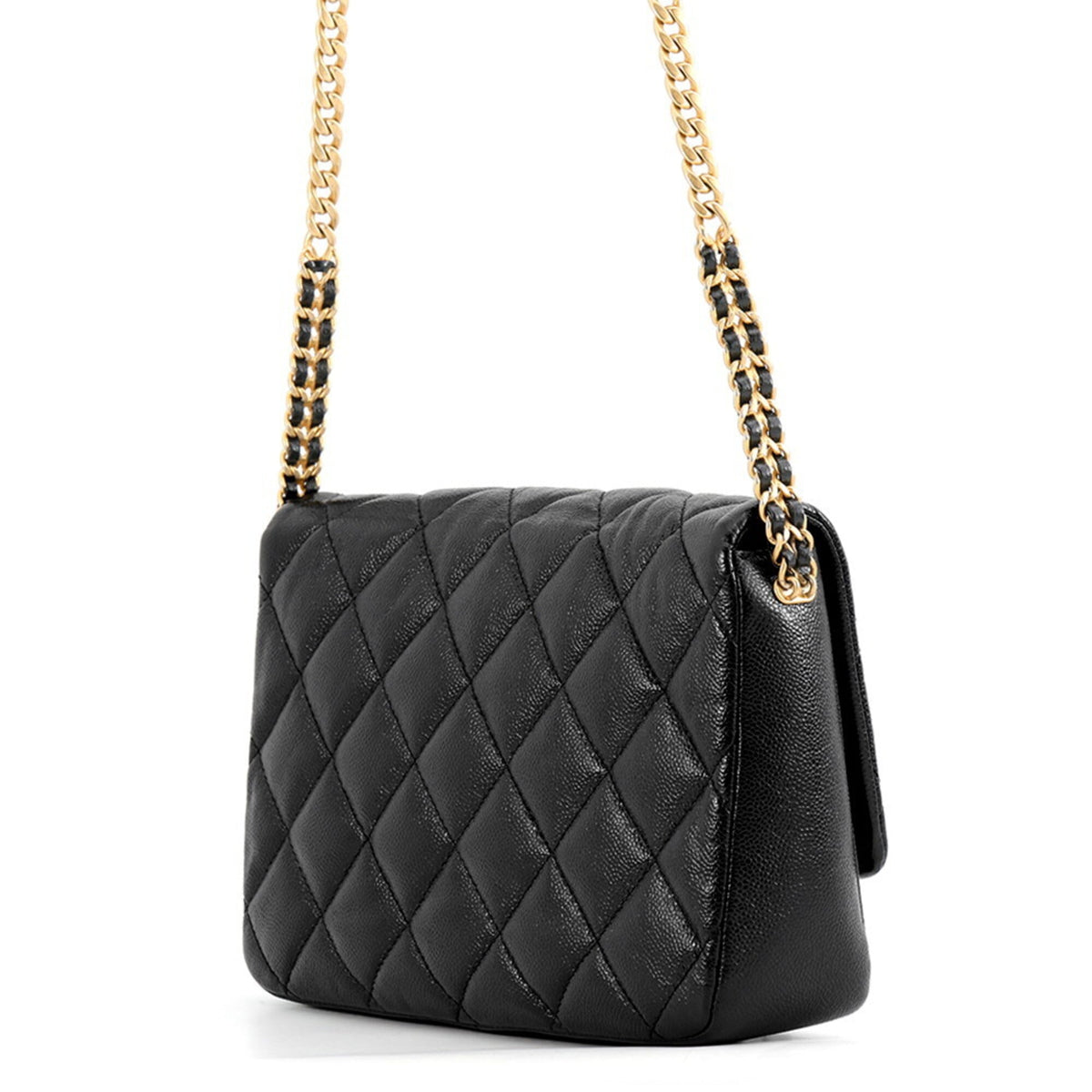 Chanel Matelasse Black Grained Calfskin Handbag Shoulder Bag (Pre-Owned)