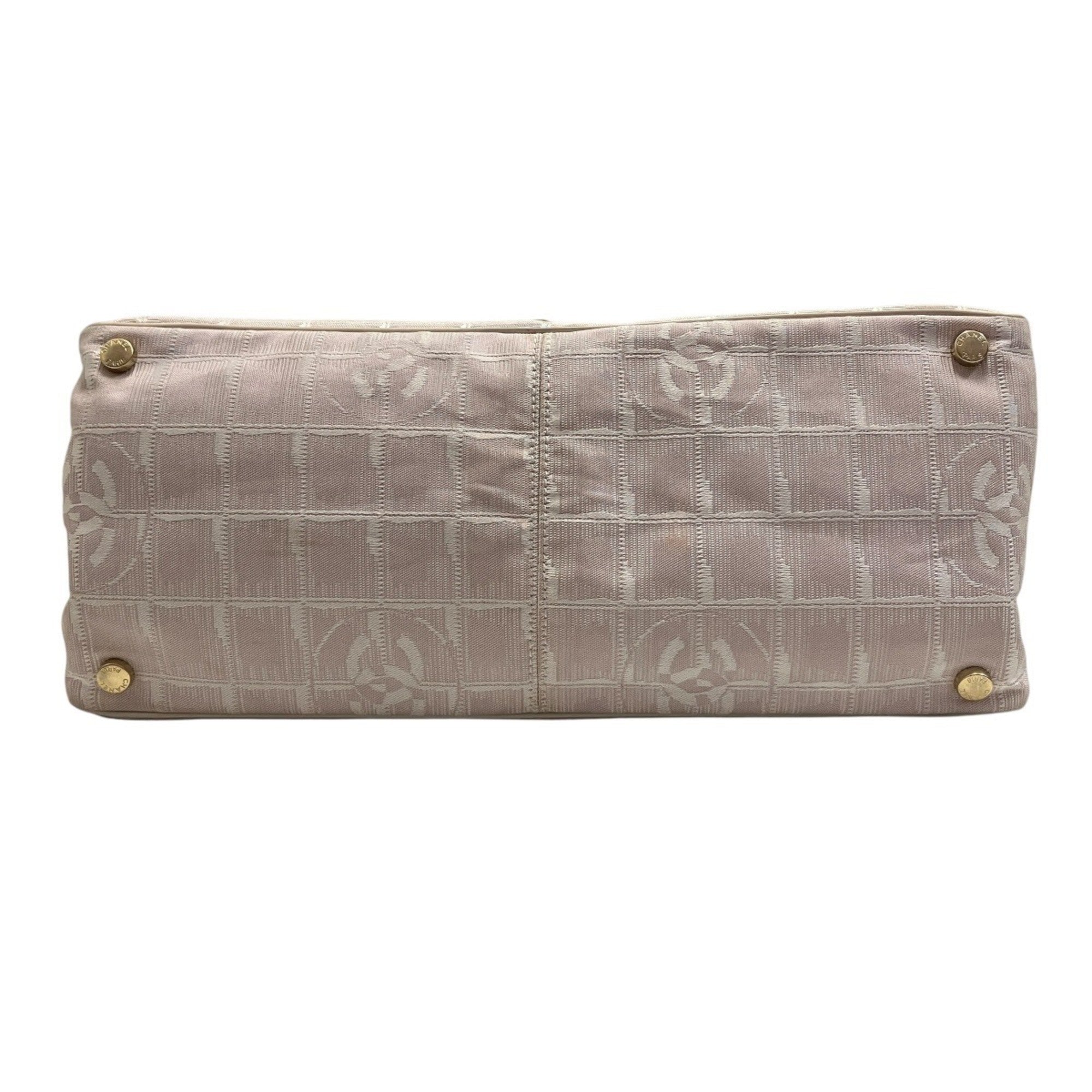 Chanel Pink Beige Canvas Leather Tote Bag (Pre-Owned)