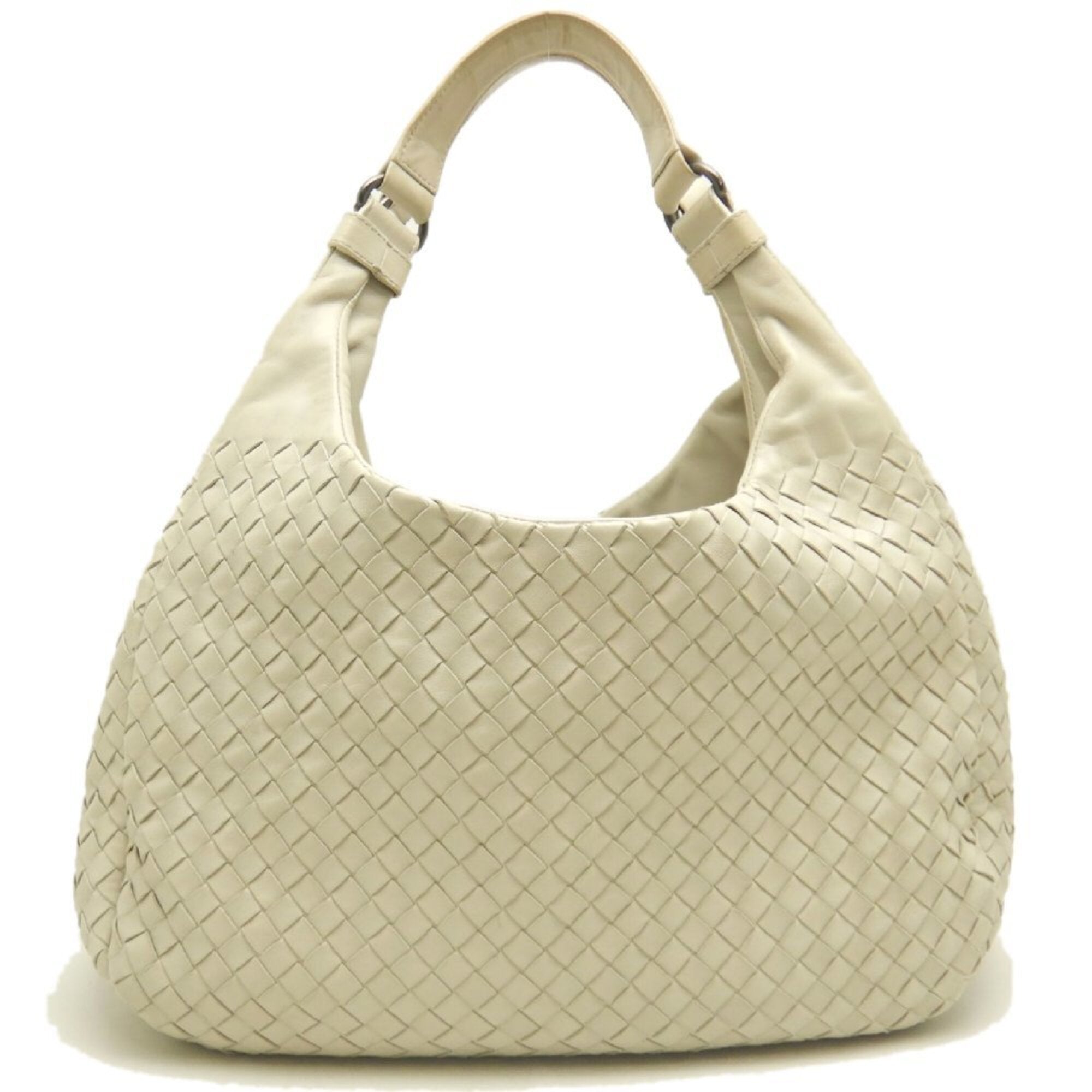 Bottega Veneta Intrecciato Ivory Leather Shoulder Bag (Pre-Owned)