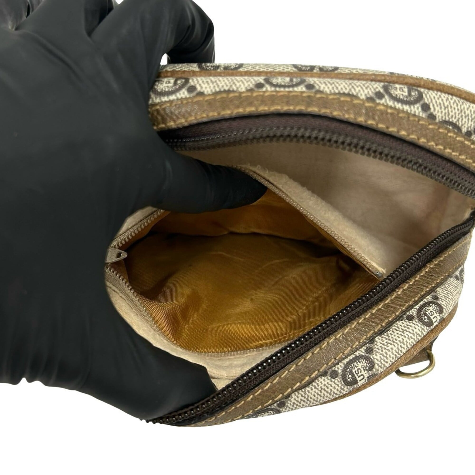 Gucci Brown Leather Pvc Clutch Bag Shoulder Bag (Pre-Owned)