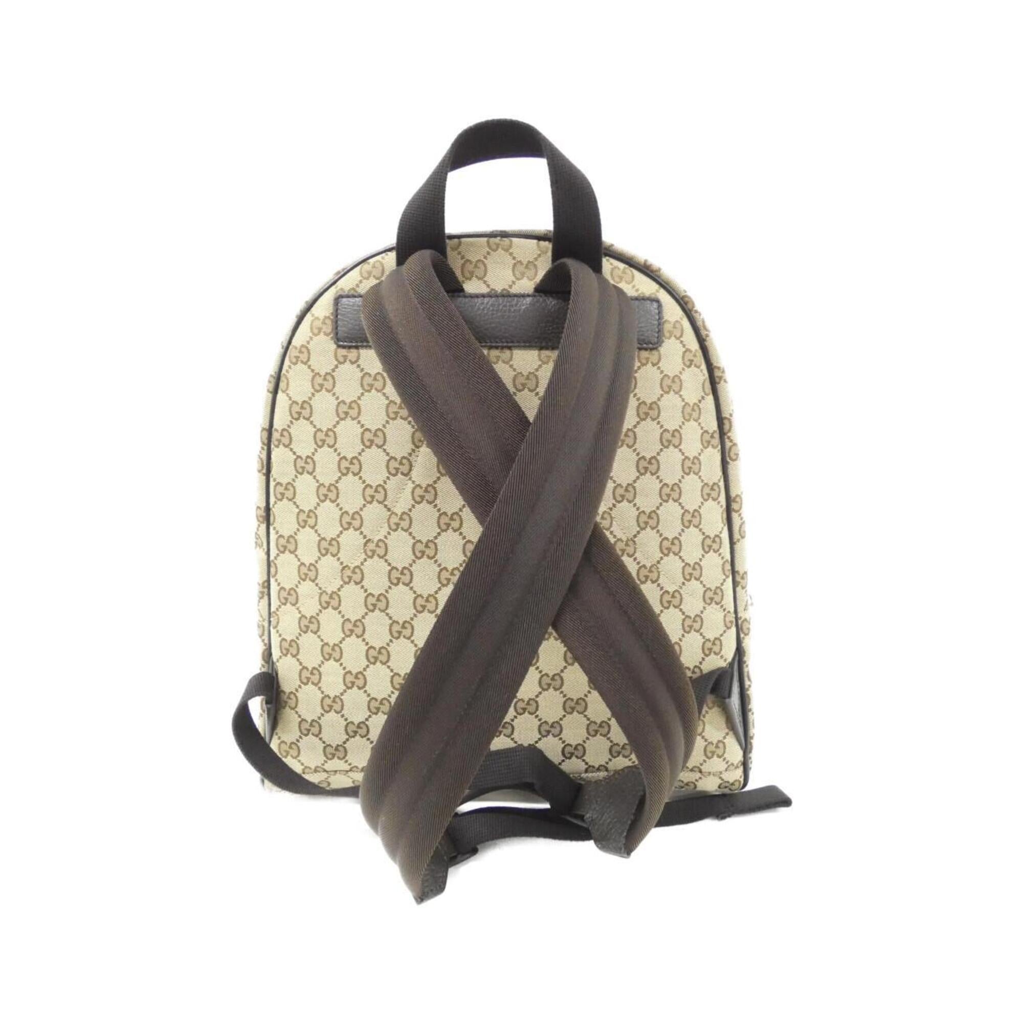 Gucci Beige Brown Gg Canvas Backpack (Pre-Owned)
