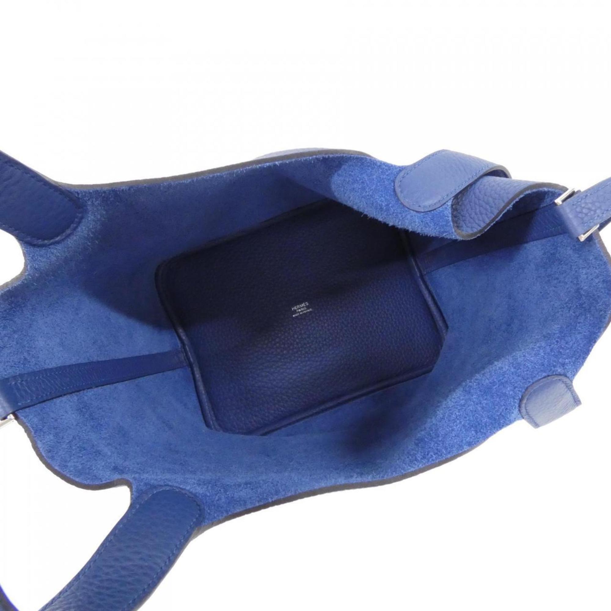 Hermes Blue Taurillon Clemence Leather Handbag (Pre-Owned)