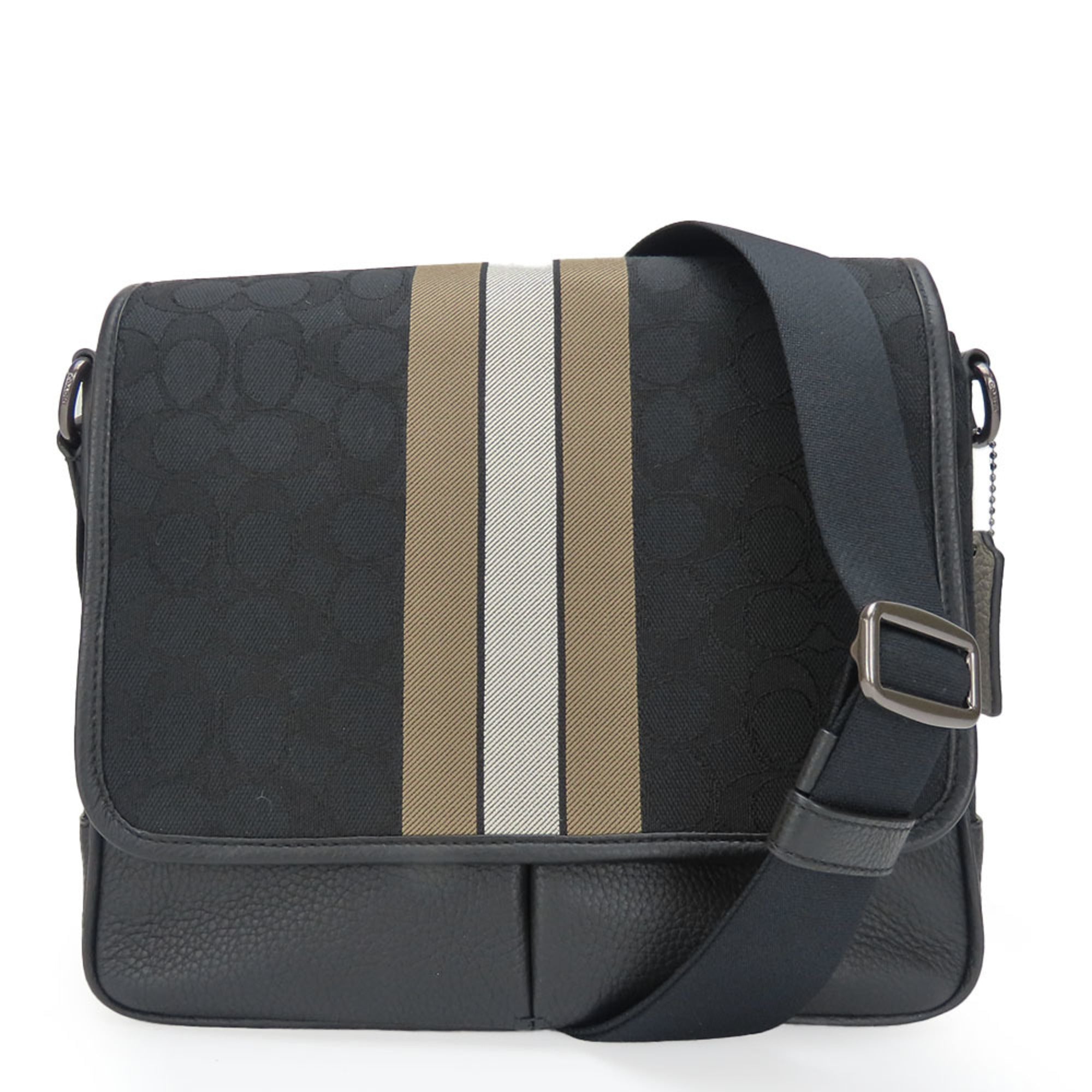 Coach Black Canvas Leather Shoulder Bag (Pre-Owned)