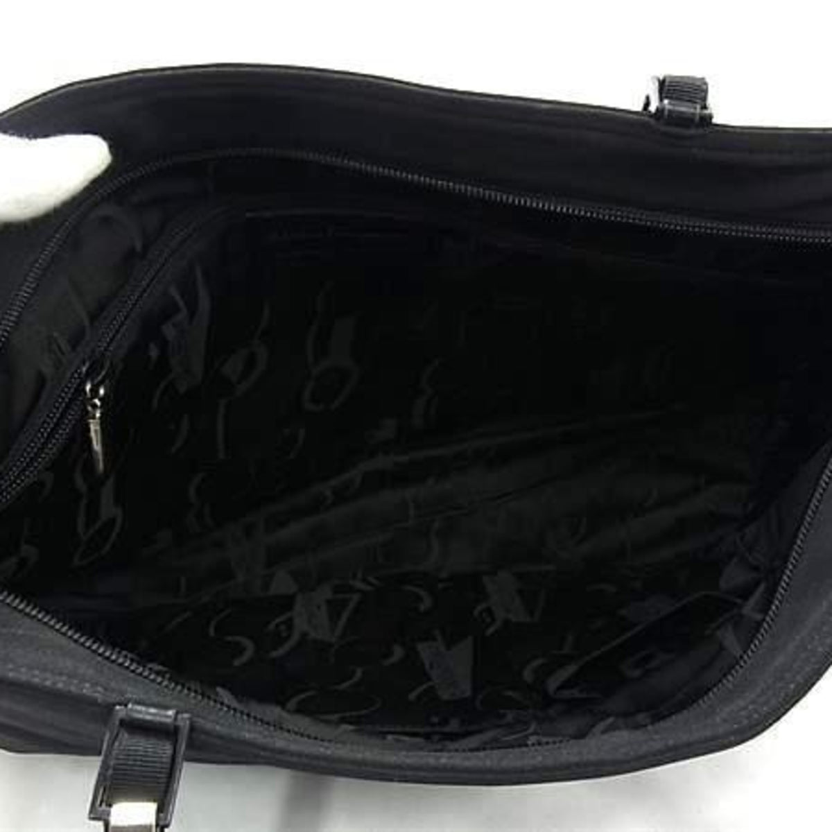 Salvatore Ferragamo Vara Black Canvas Shoulder Bag Tote Bag (Pre-Owned)