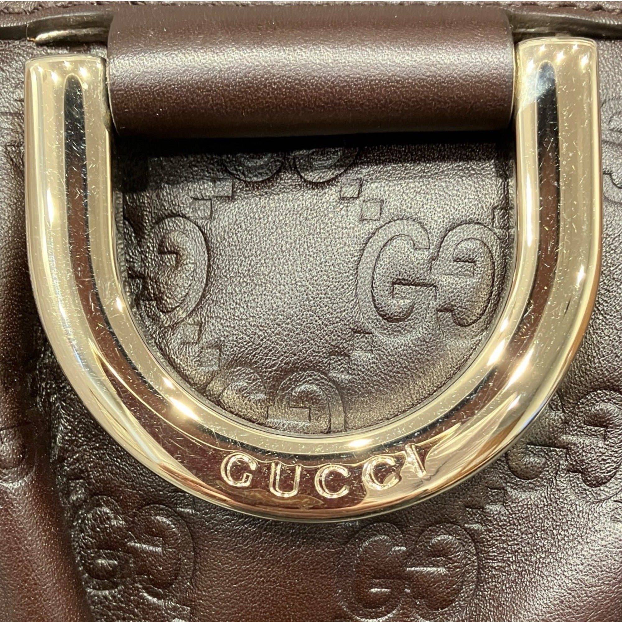 Gucci Chocolate Dark Brown Leather Handbag (Pre-Owned)