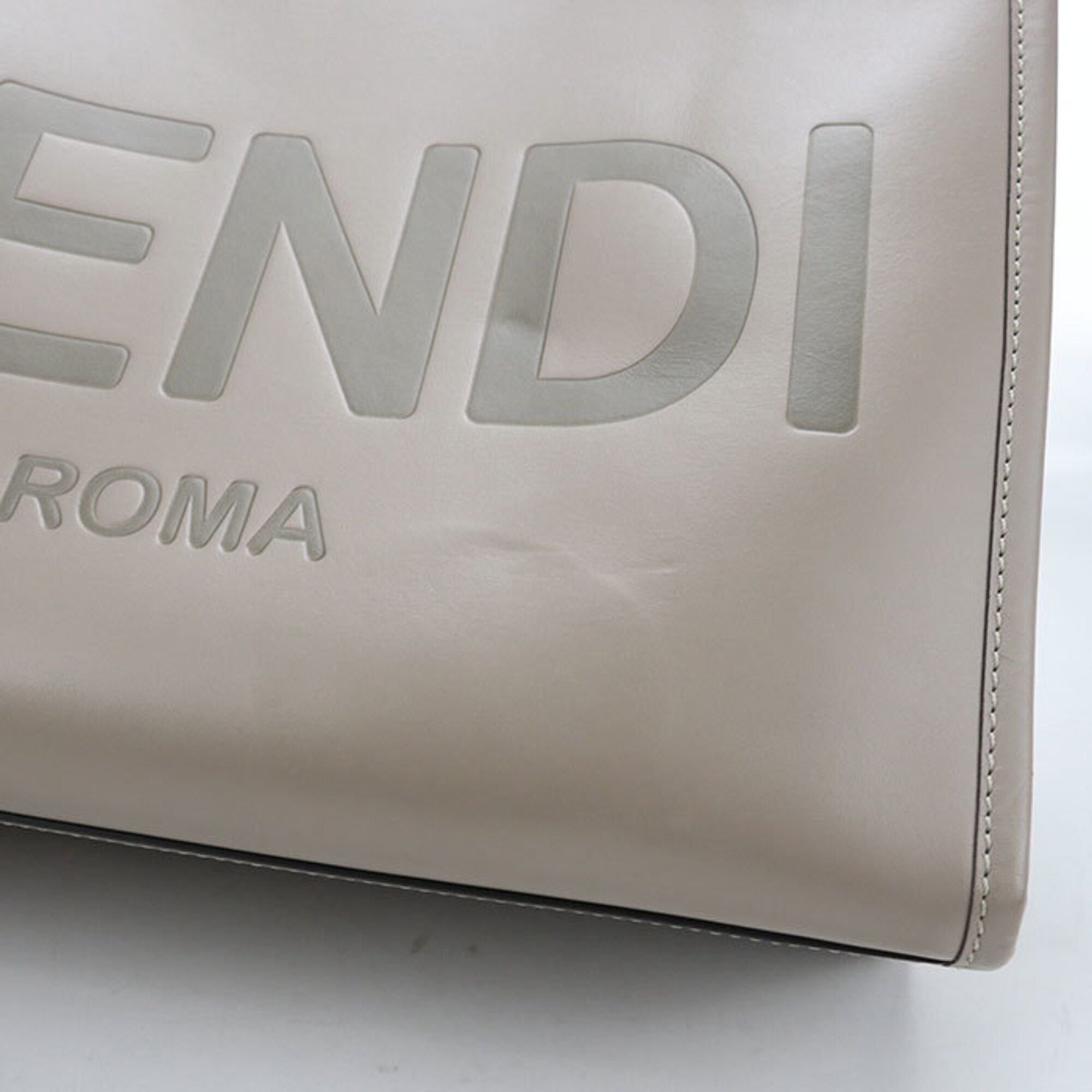 Fendi Gray Leather Tote Bag (Pre-Owned)