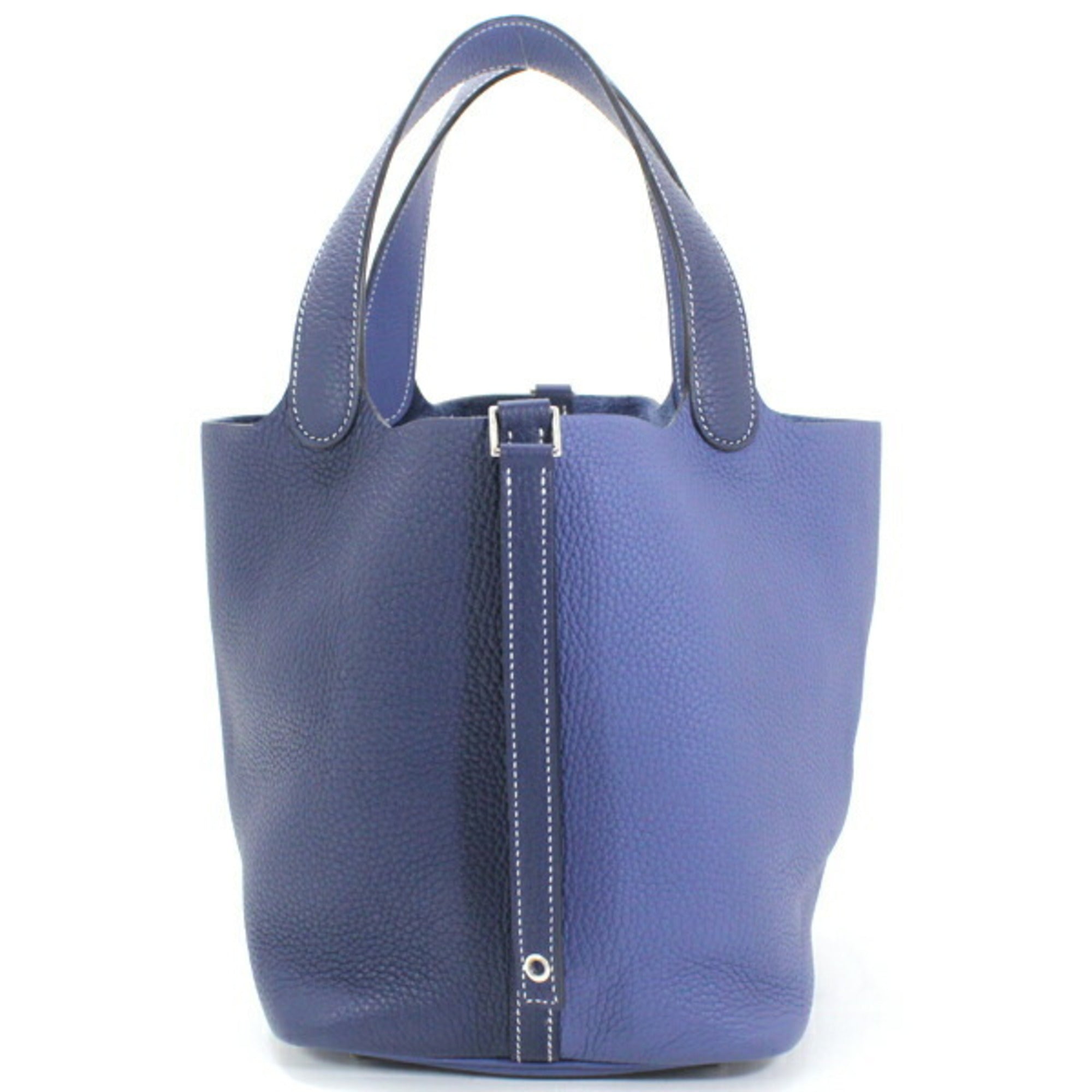 Hermes Bleu Saphir Taurillon Clemence Leather Handbag Tote Bag (Pre-Owned)
