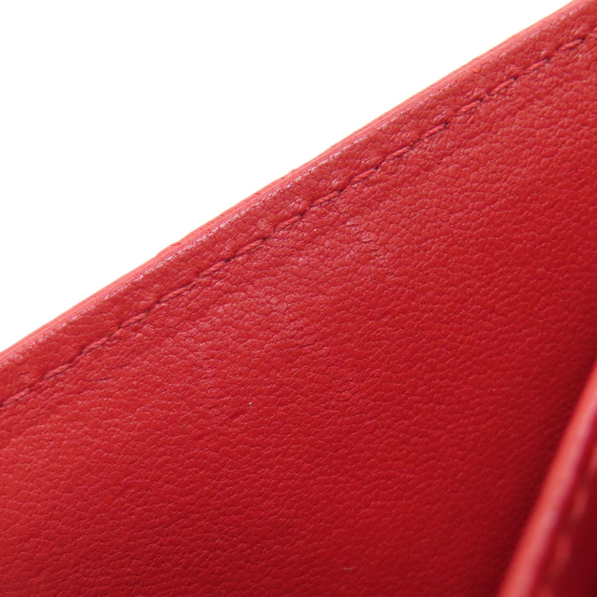 Chanel Red Color Leather Wallet (Bi-Fold) (Pre-Owned)