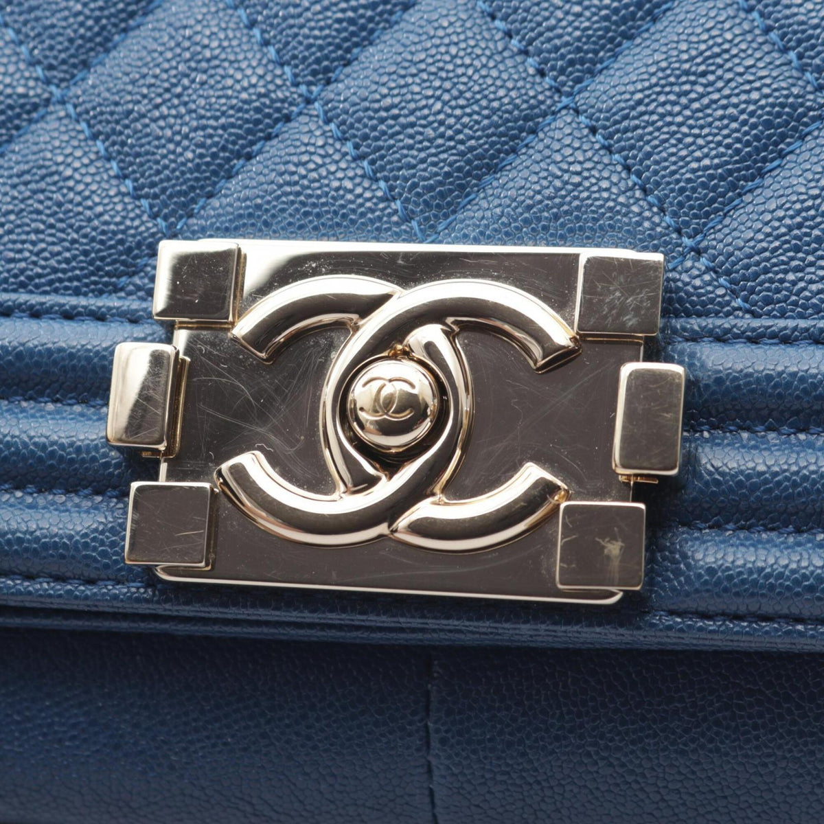 Chanel Blue Grained Calfskin Handbag Shoulder Bag (Pre-Owned)