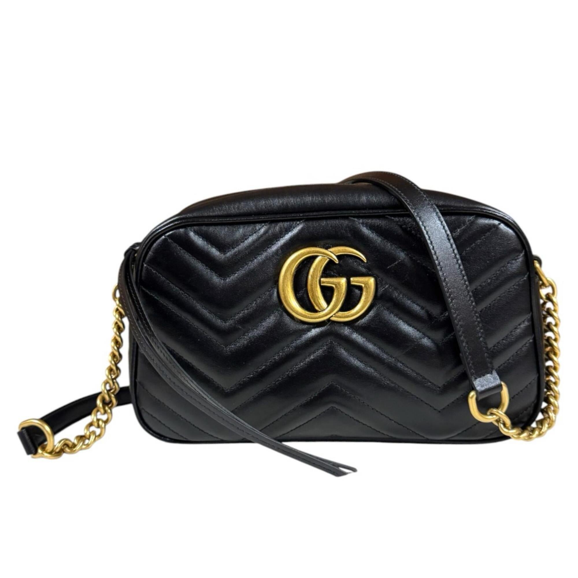 Gucci Gg Marmont Black Leather Shoulder Bag (Pre-Owned)