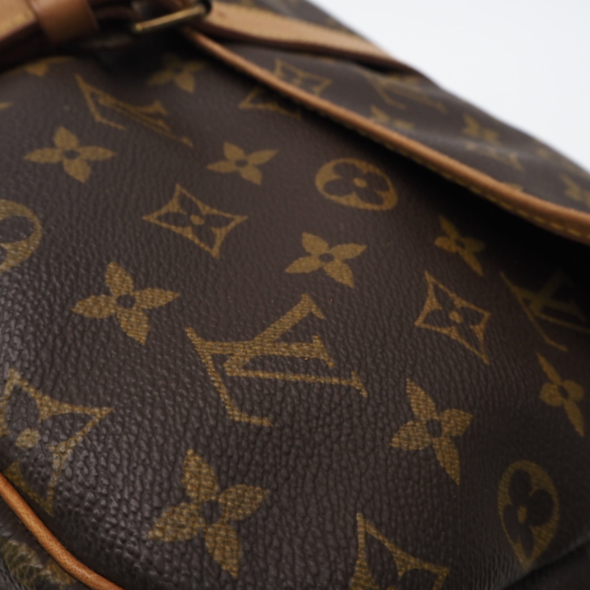 Louis Vuitton Monogram Beige Brown Coated Canvas Leather Shoulder Bag (Pre-Owned)