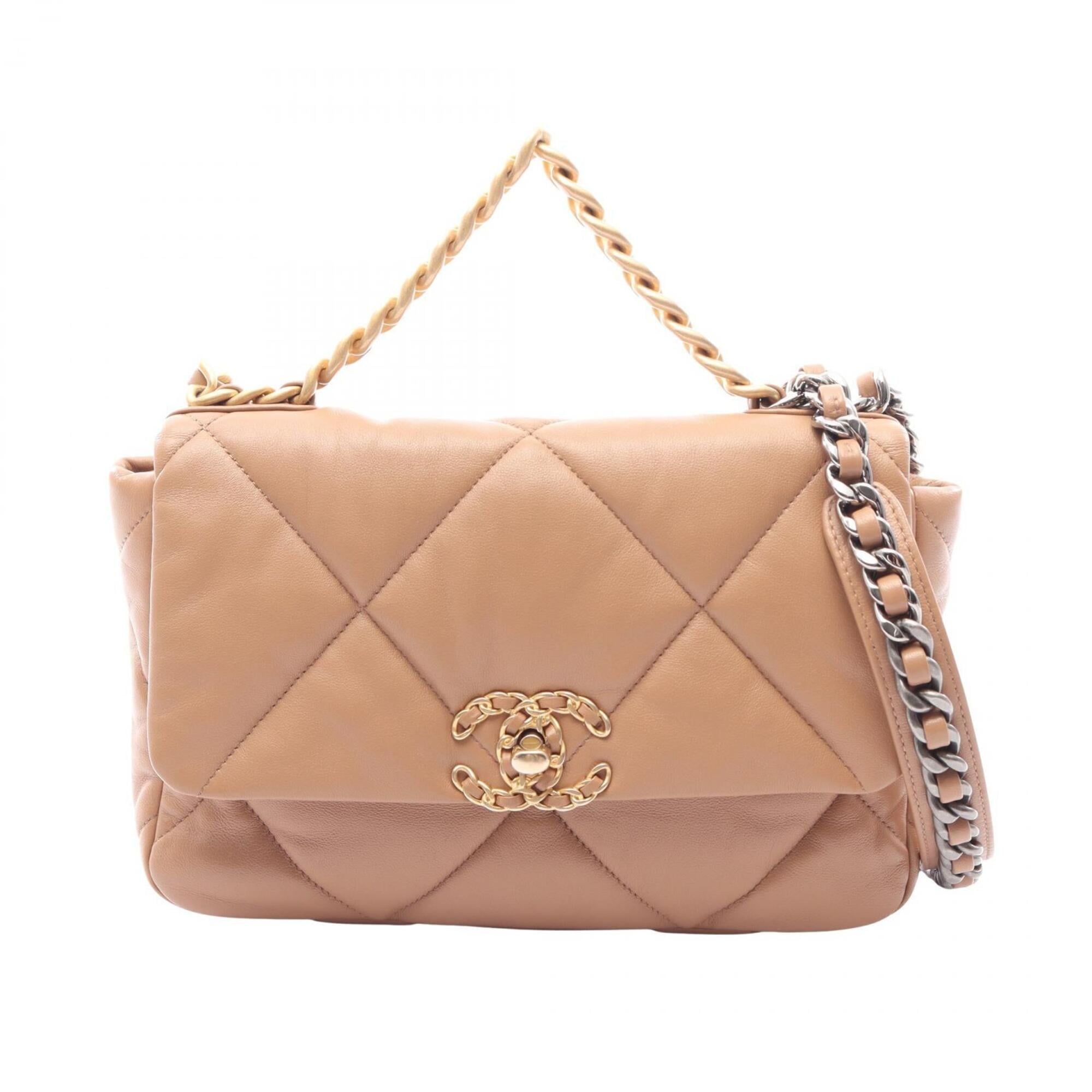 Chanel Brown Leather Handbag Shoulder Bag (Pre-Owned)