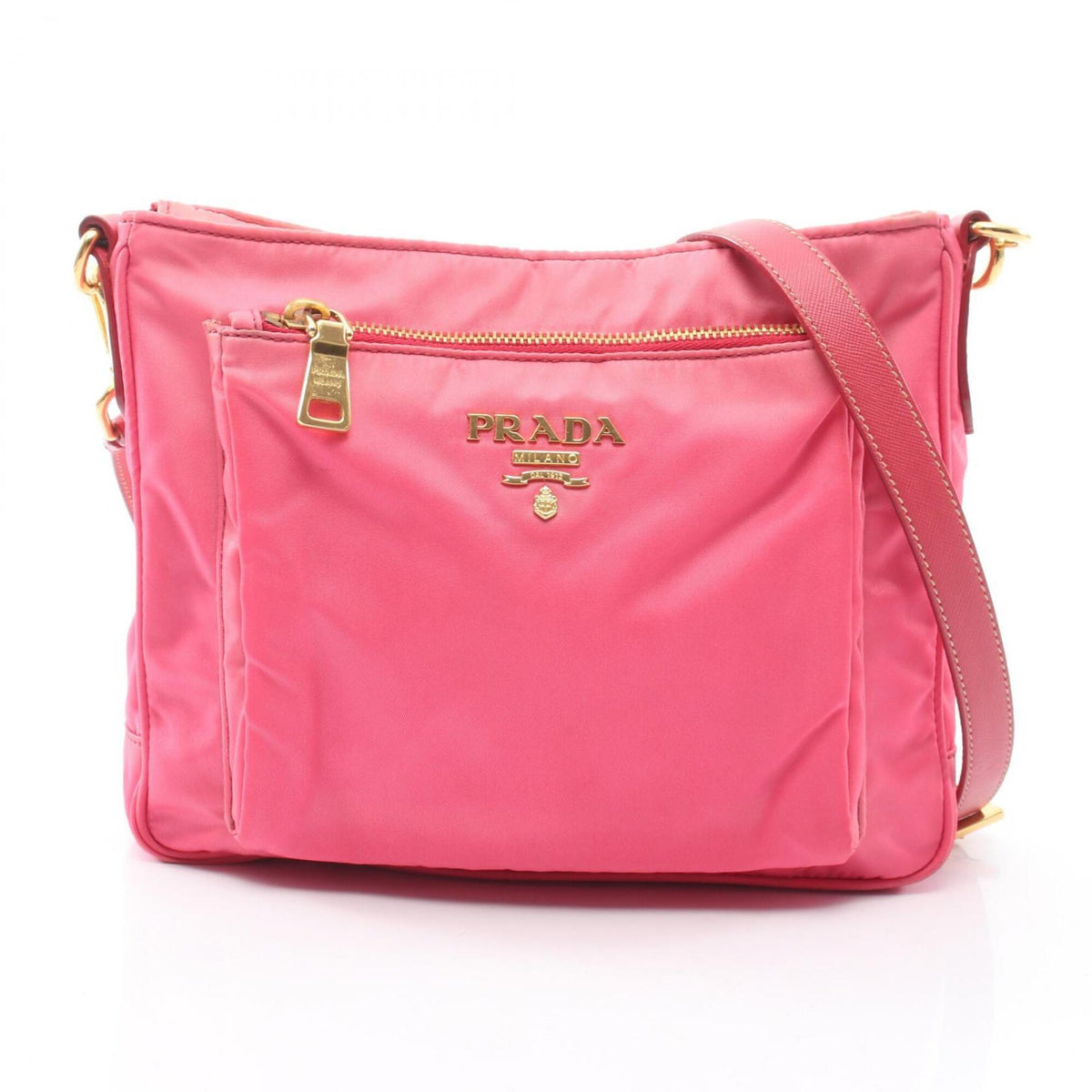 Prada Pink Nylon Leather Handbag Shoulder Bag (Pre-Owned)