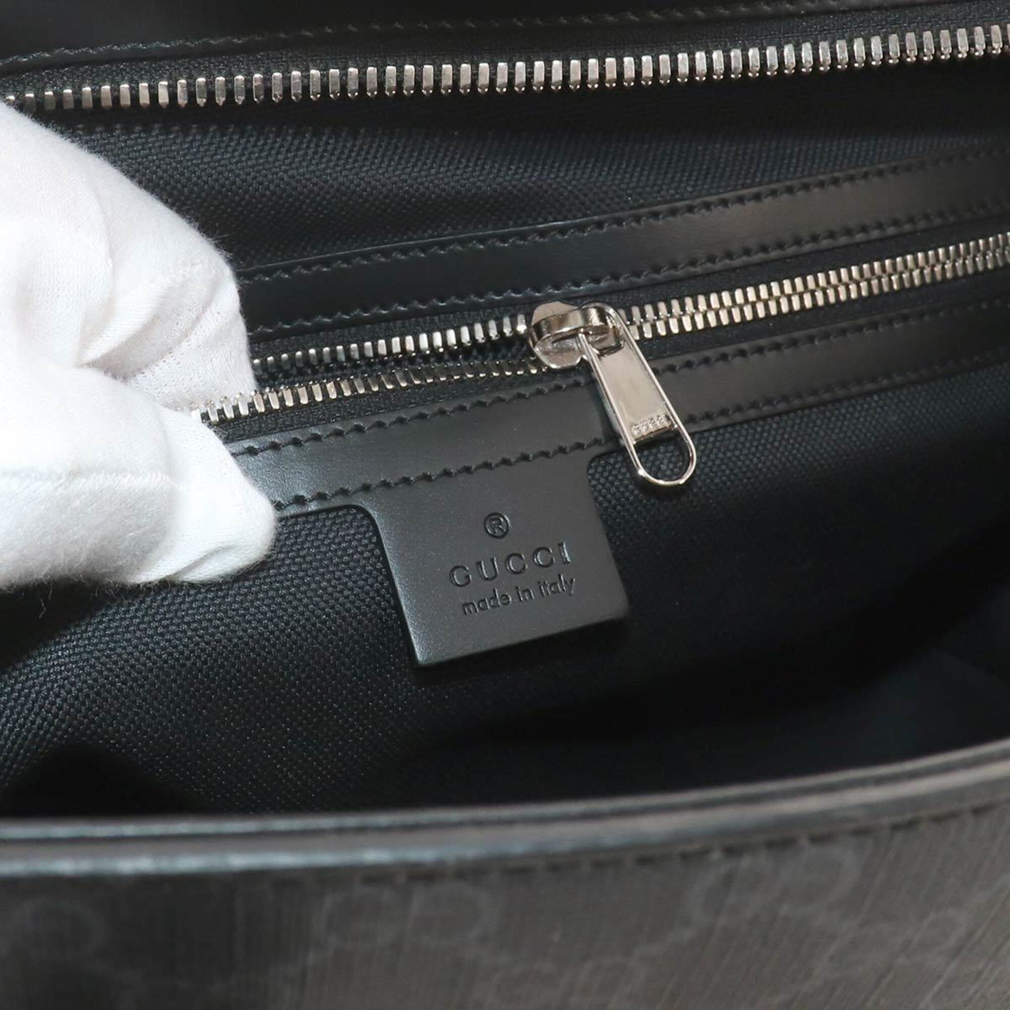 Gucci Black Gray Gg Supreme Canvas Leather Handbag Tote Bag (Pre-Owned)