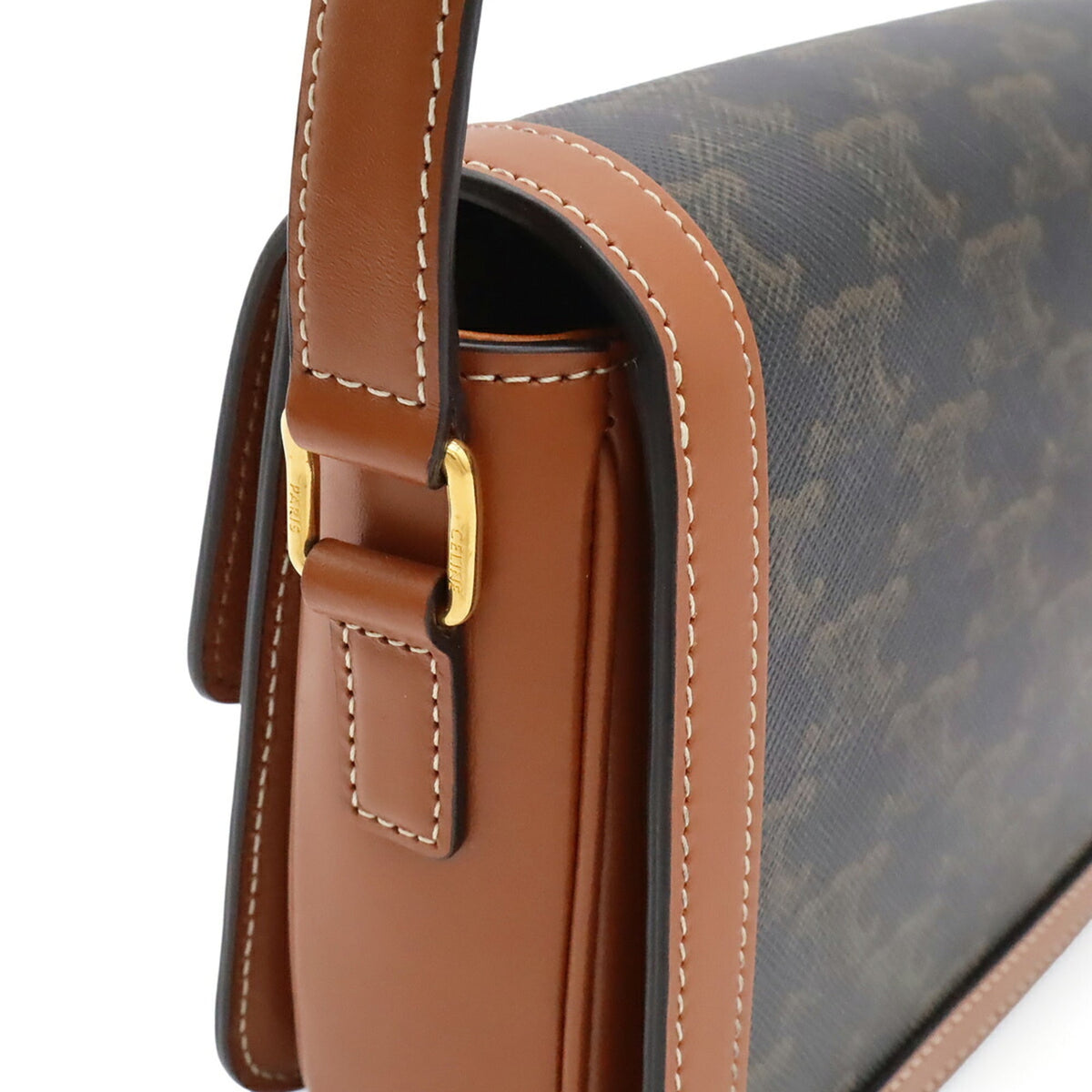 Celine Brown Canvas Leather Pochette Shoulder Bag (Pre-Owned)