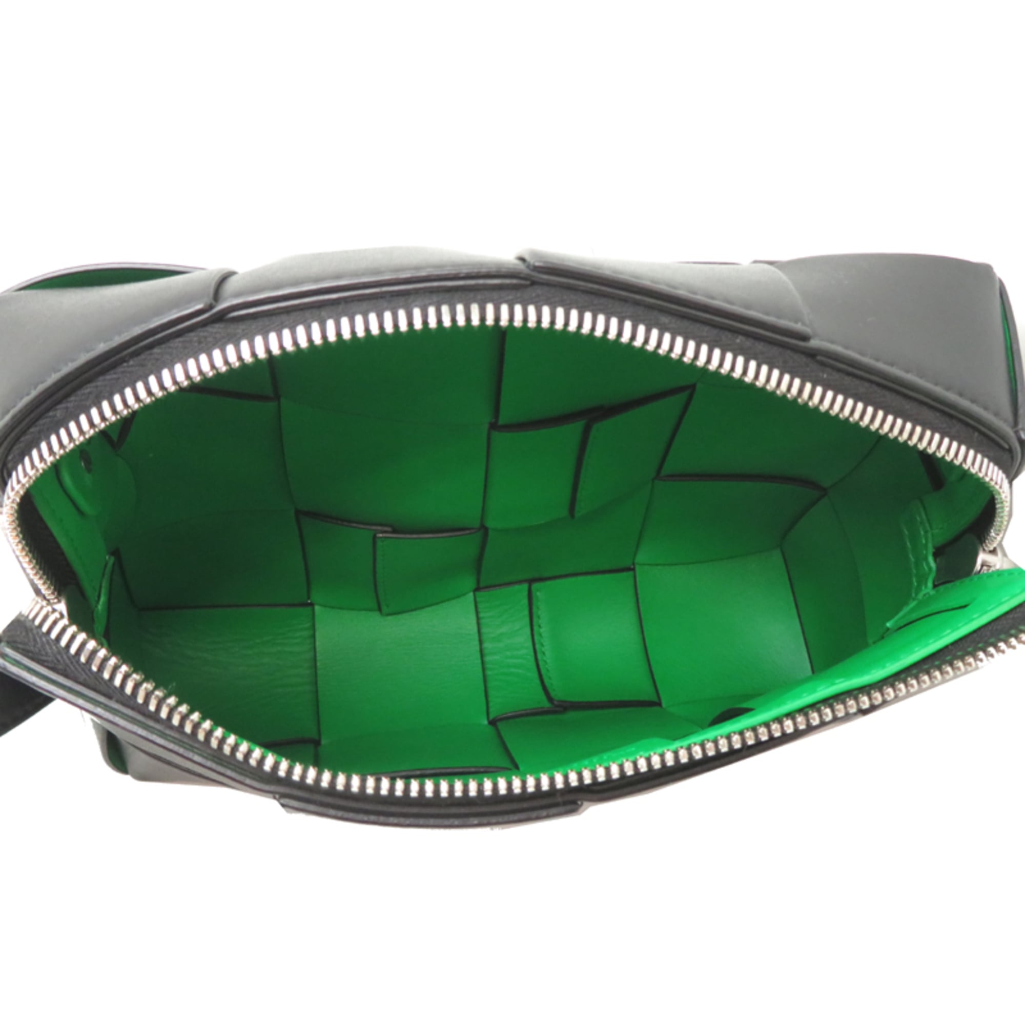 Bottega Veneta Black Green Leather Shoulder Bag (Pre-Owned)