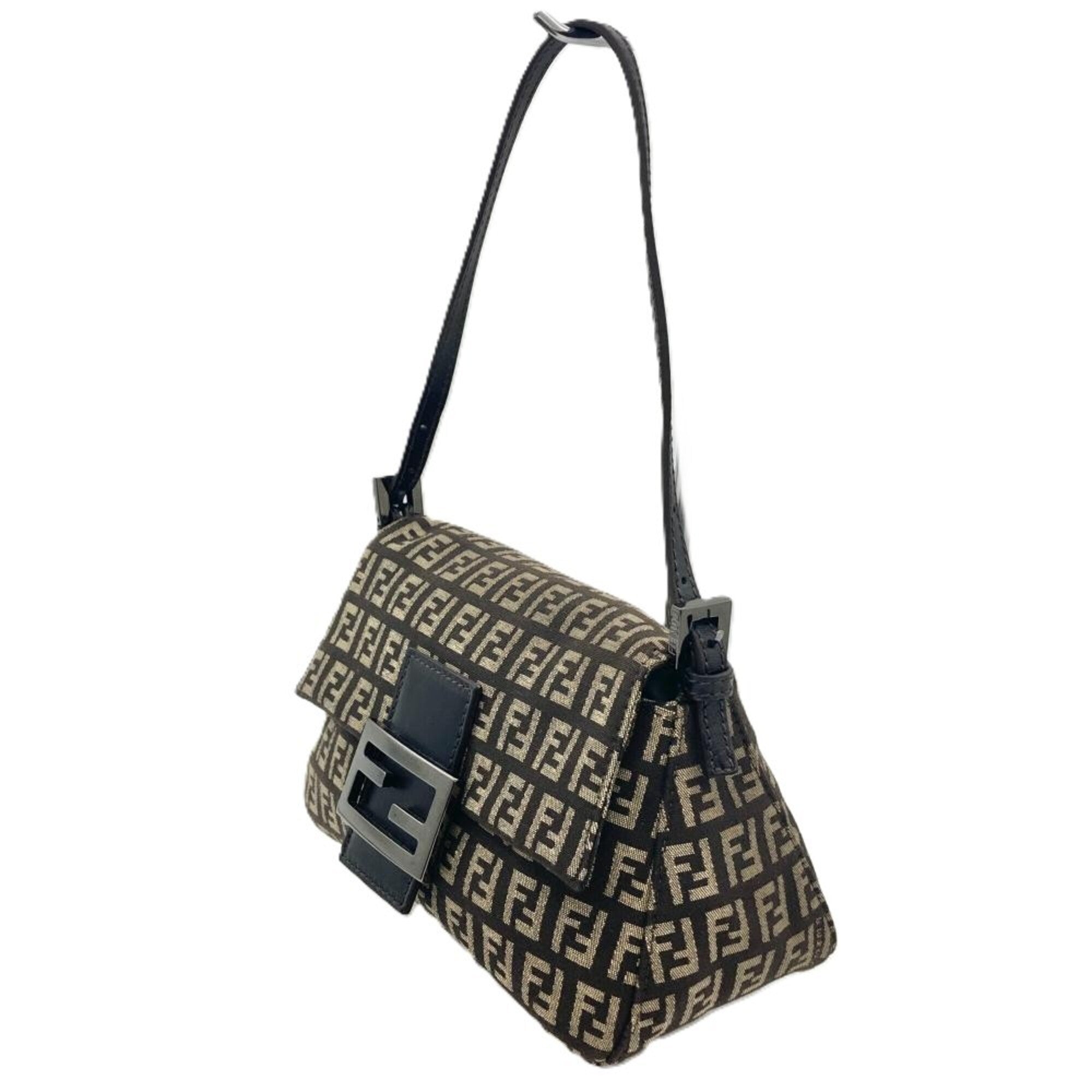 Fendi Brown Jacquard Leather Shoulder Bag (Pre-Owned)
