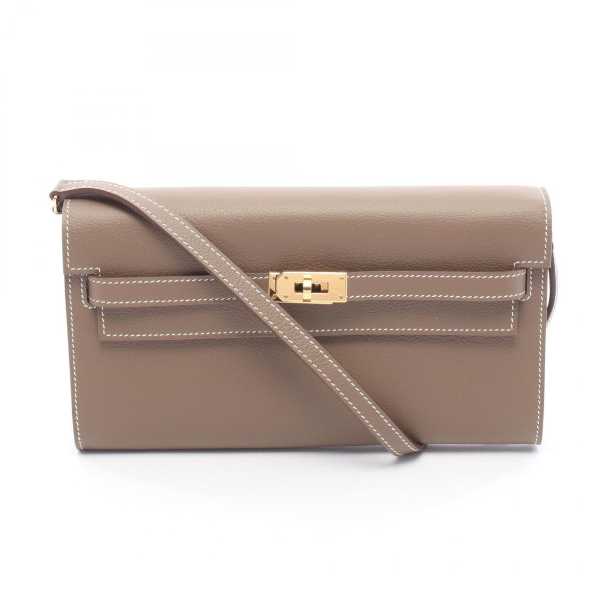 Hermes Etoupe Gray Gray Evercalf Leather Handbag Shoulder Bag (Pre-Owned)