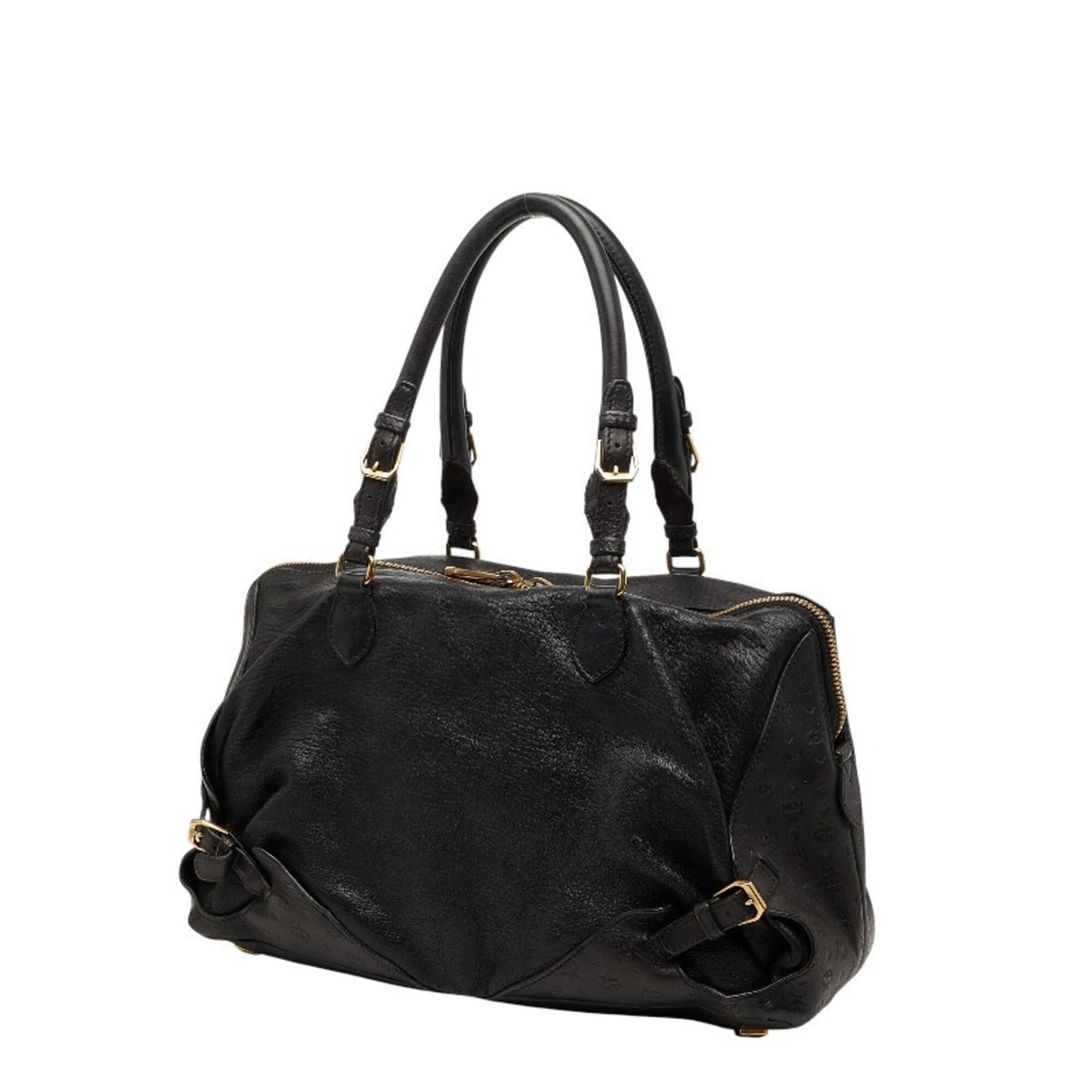 Mcm Visetos Black Leather Handbag Shoulder Bag (Pre-Owned)