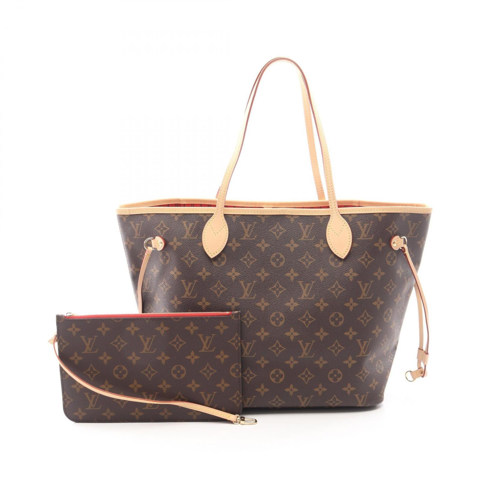Louis Vuitton Brown Coated Canvas Leather Handbag Pouch Tote Bag (Pre-Owned)
